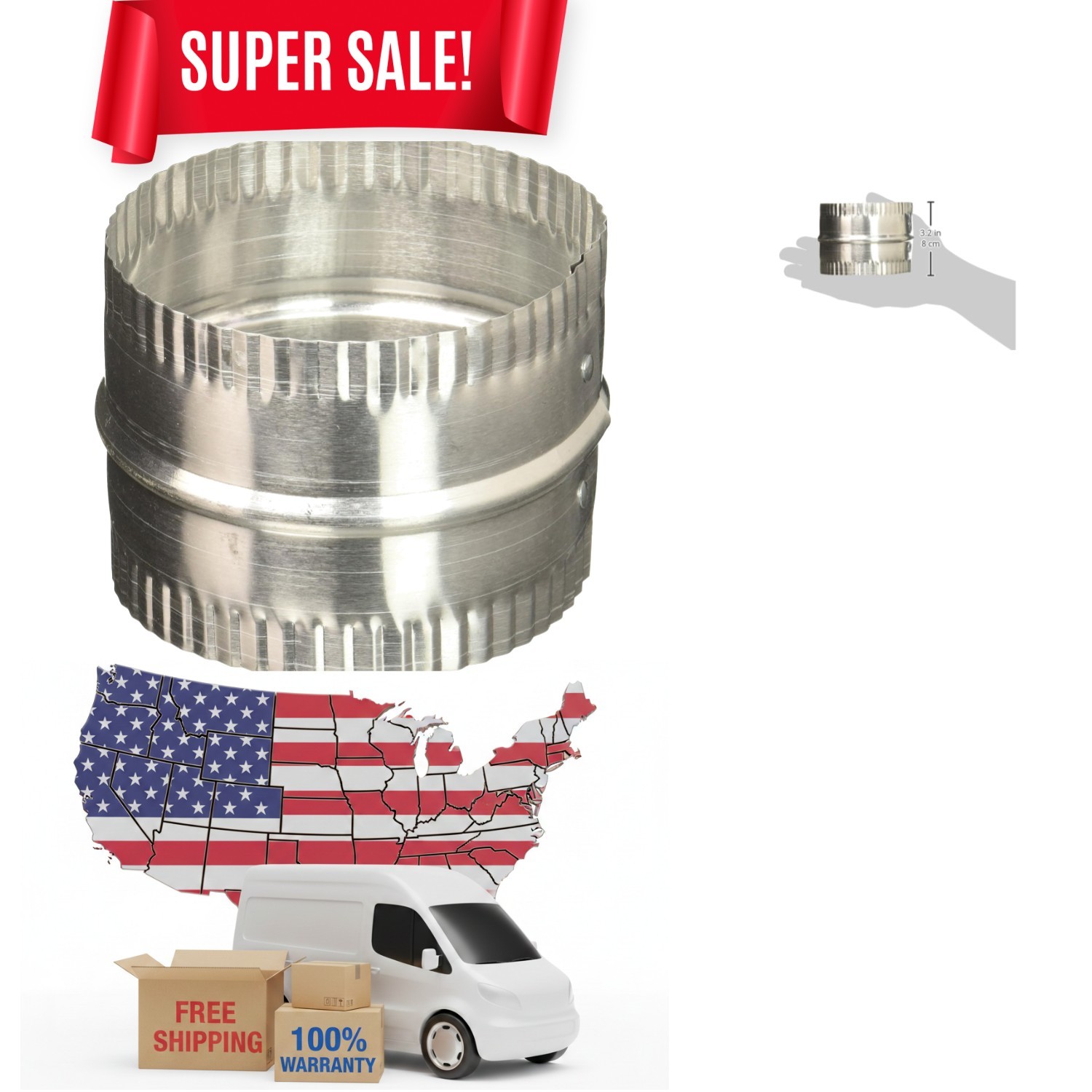 Versatile 4 Inch Aluminum Duct Connector for HVAC Systems – Indoor/Outdoor Use