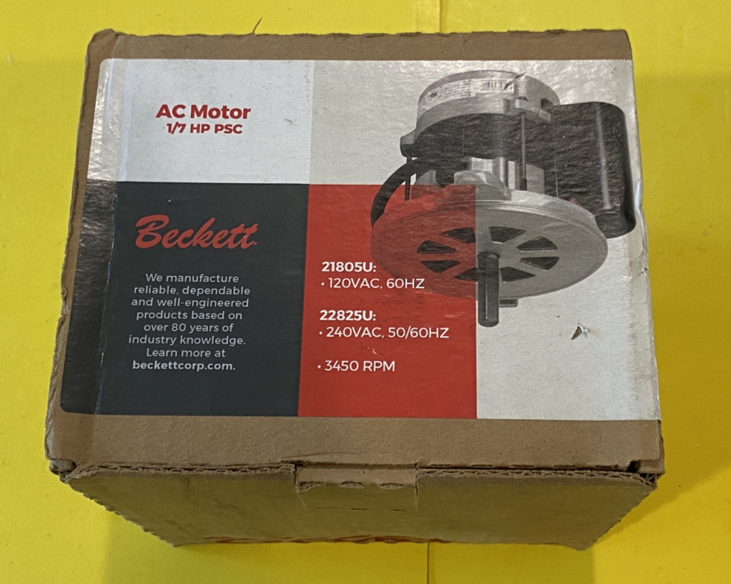 NOS BECKETT 21805U AC Motor, HVAC 120VAC, 60z 1/7 hp Free Shipping!