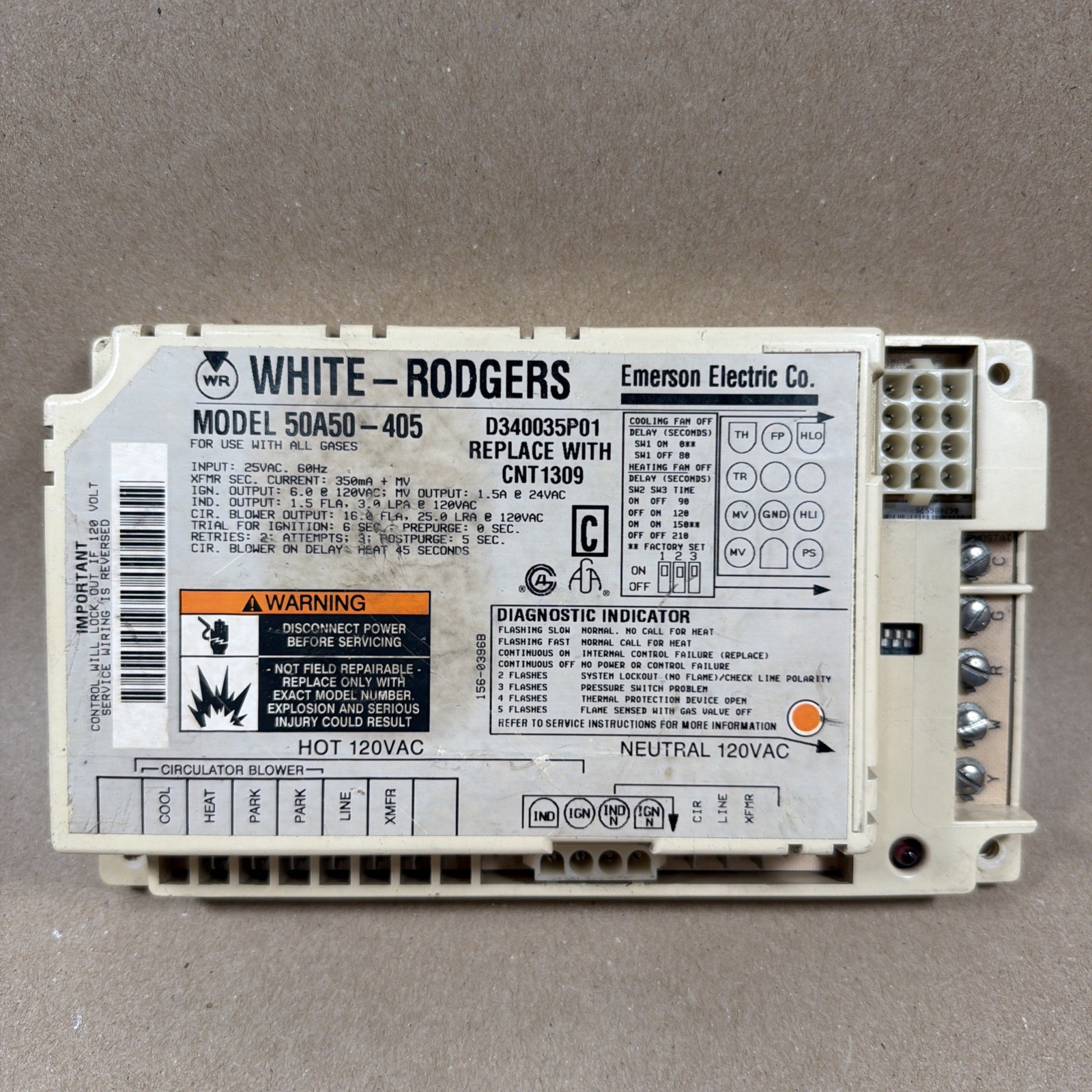 🔥🔥 White Rodgers Control Board Ignition Furnace CNT1309 50A50-405 D340035P01