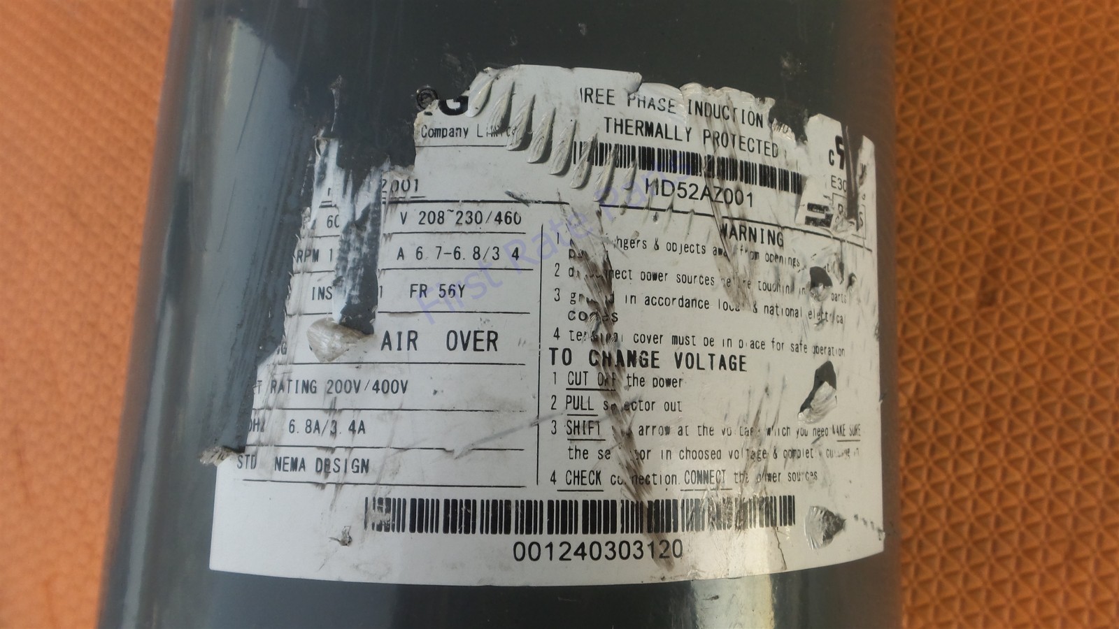 Carrier HD52AK001 Motor HD52AZ001 Wolong 785U41 2HP 230V 460V 3PH 1140 RPM NEW