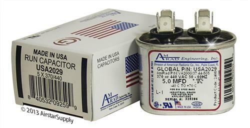 5 MFD x 370 / 440 VAC Oval Run Capacitor AmRad USA2029 – Made in the USA