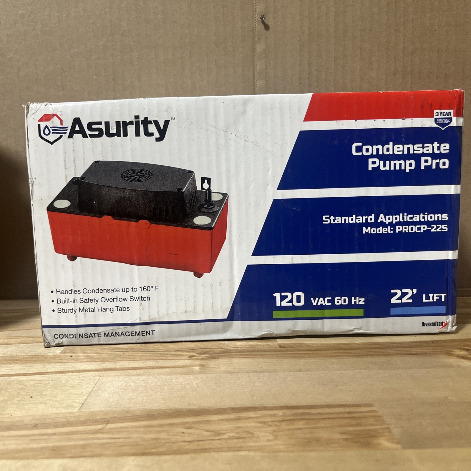 Asurity PROCP-22S Pro Condensate Pump 120V 60Hz 22’ Lift – New Open Box