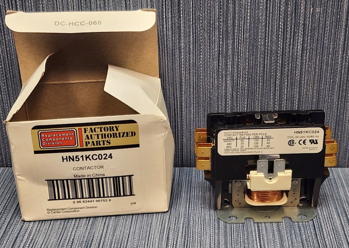 Carrier Replacement Part HN51KC024 1 POLE 24V 30 AMP Contactor
