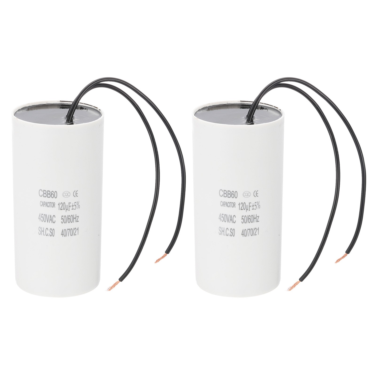 120uF CBB60 Running Capacitor, 2 Pcs Run Capacitor, White