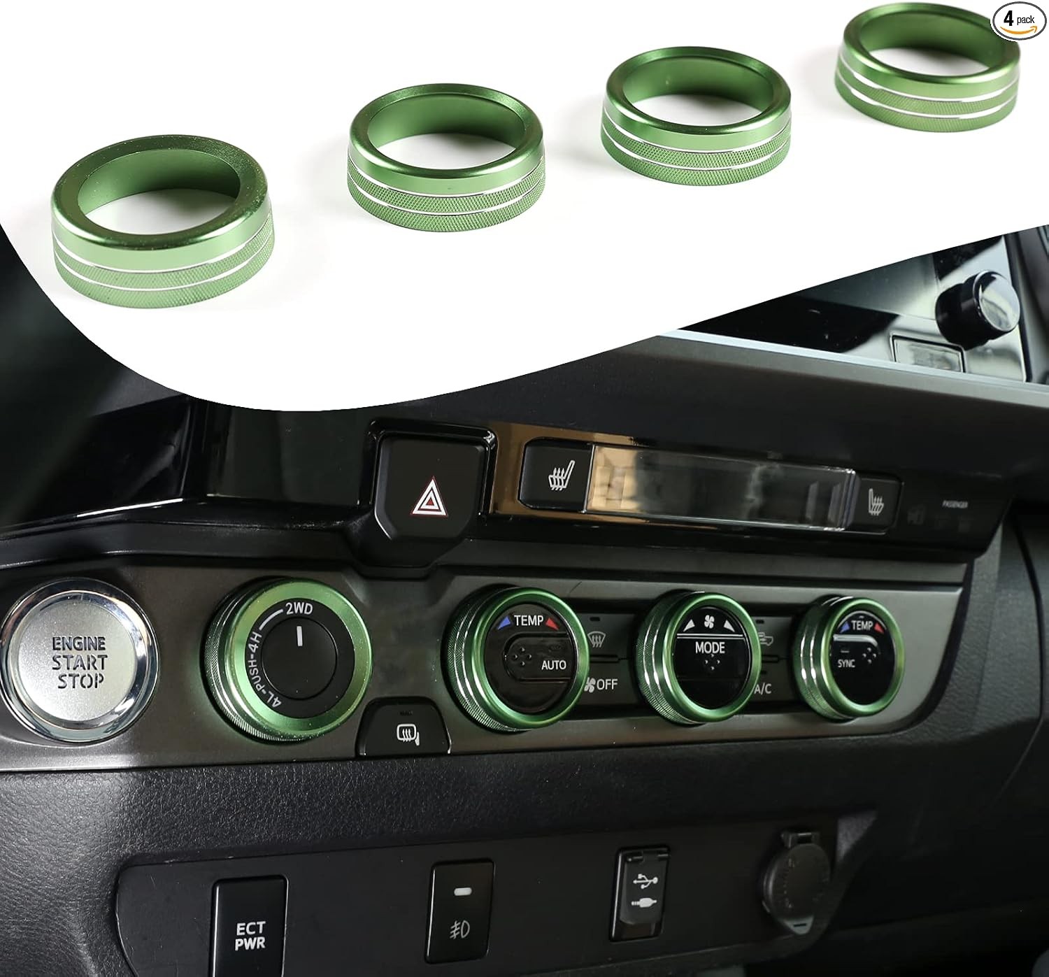 Car Central Control Air Conditioning Knob Ring Compatible with 20 Color: green