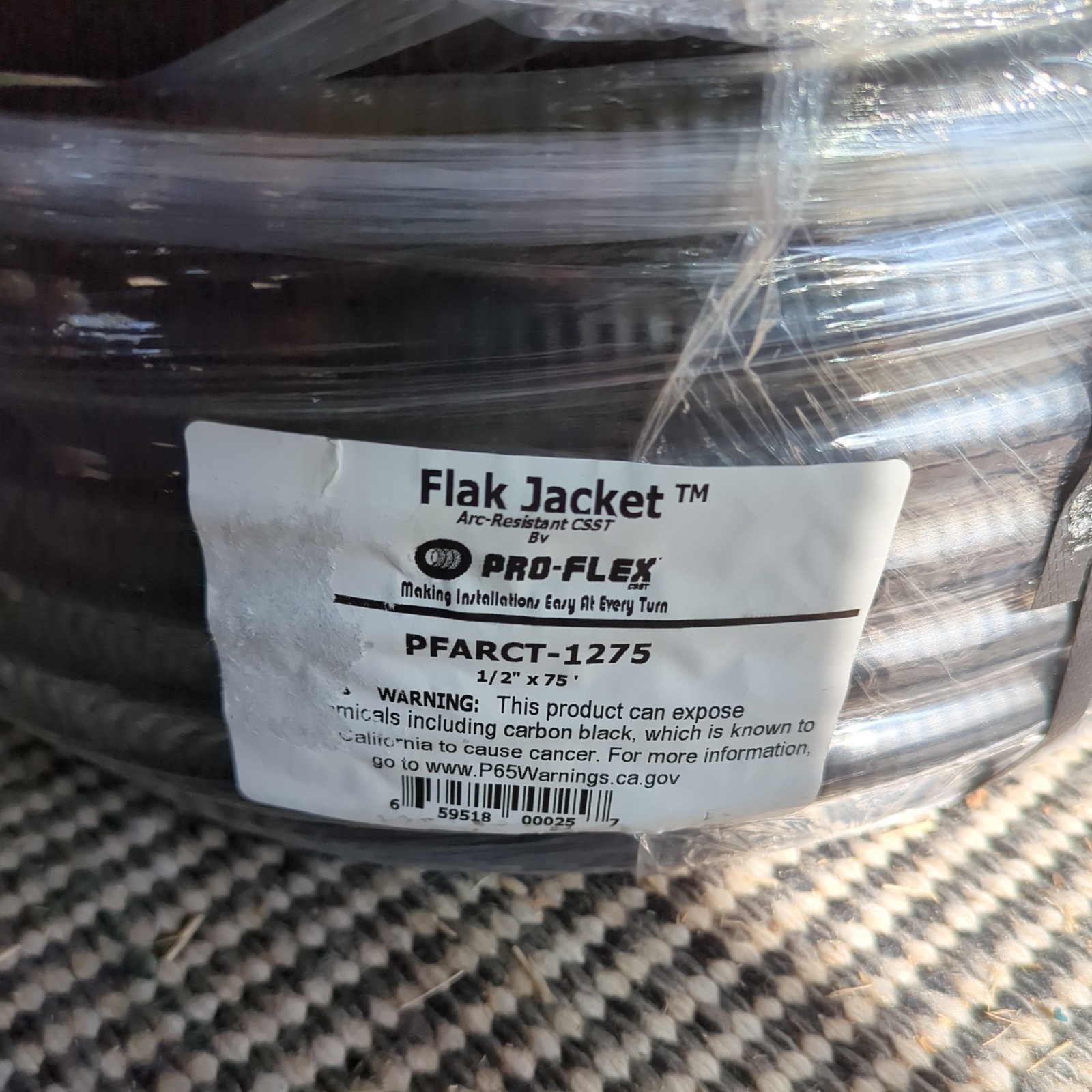 Pro-Flex PFARCT-1275 1/2in x 75ft coil CSST Gas Pipe, Arc-Resistant Jacket