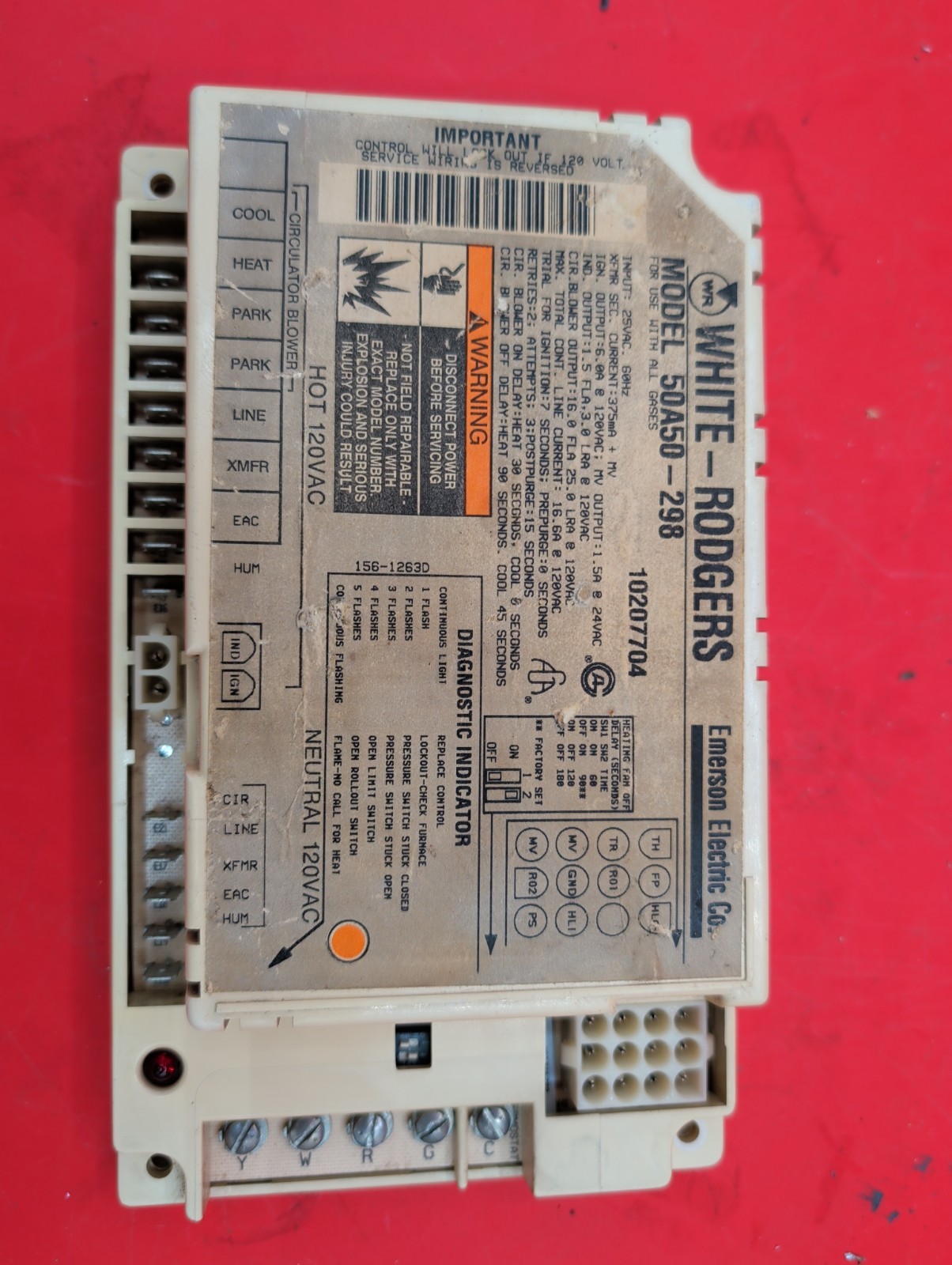 White Rodgers 50A50-298 10207704 Integrated Furnace Ignition Control Board