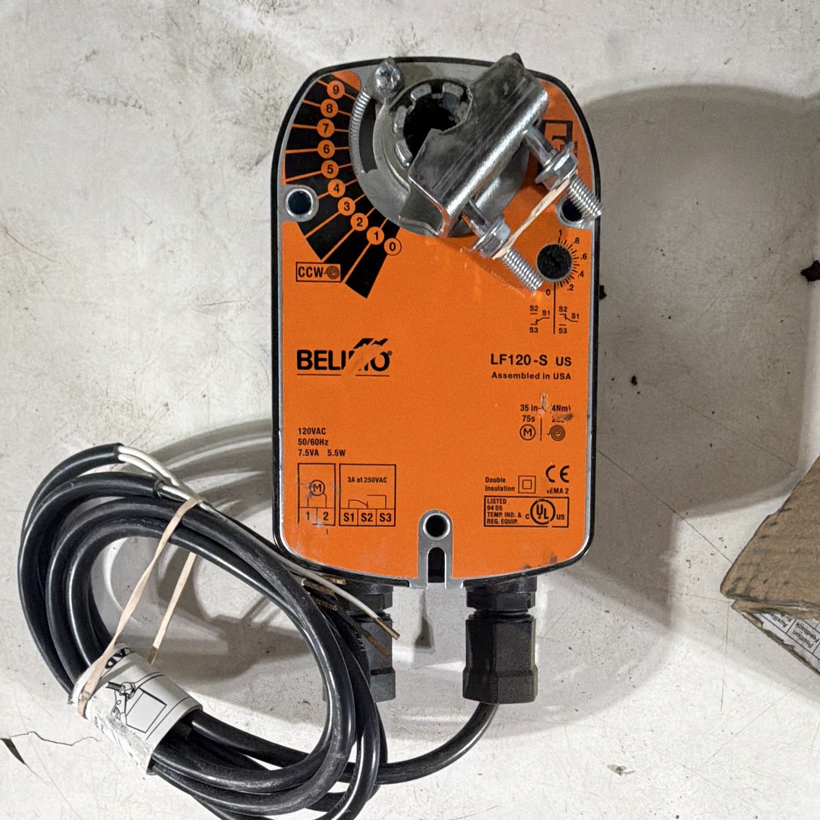 Belimo LF120-S US Spring Return Damper Actuator 120 VAC Corded Electric