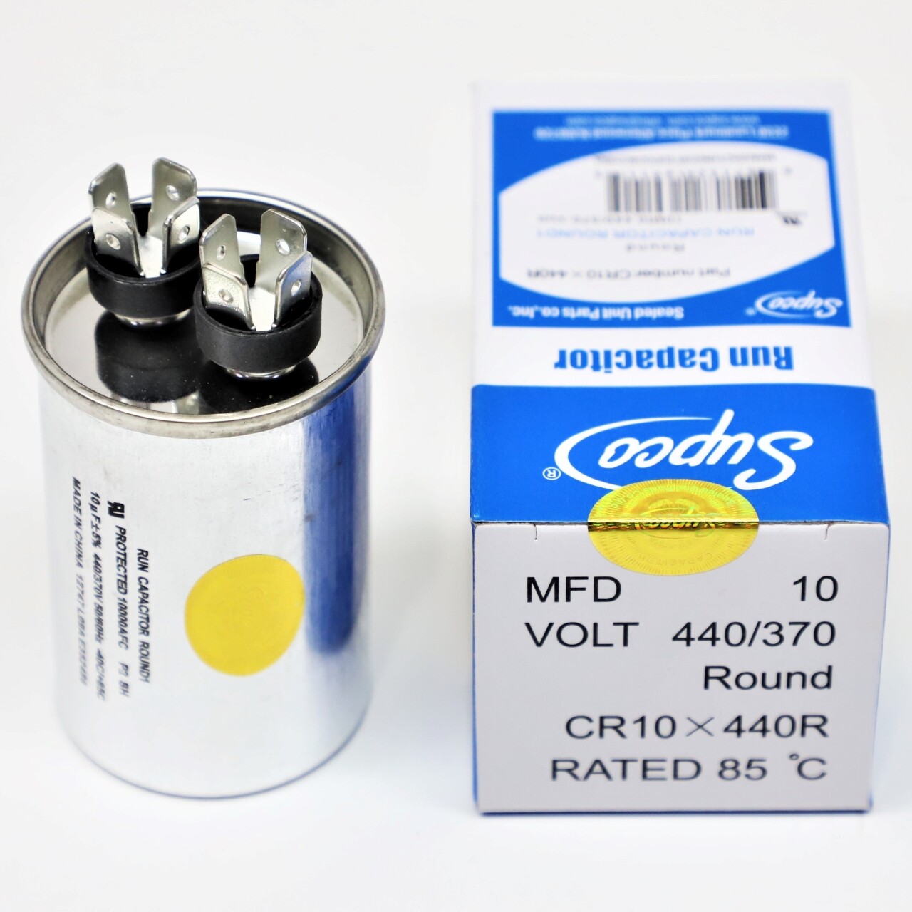 Supco CR10X440R HVAC Motor Round Run Capacitor 10 MFD 440 Volts