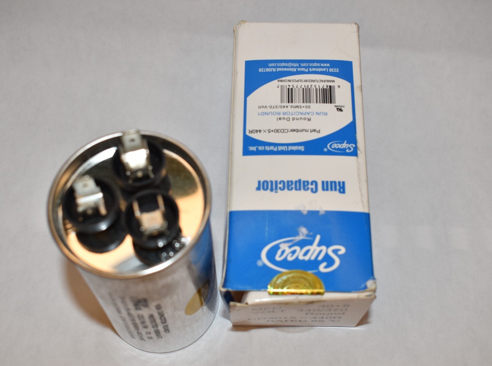 Supco CD30+5X440R HVAC Motor Round Dual Run Capacitor 30+5 MFD 440/370 Volts