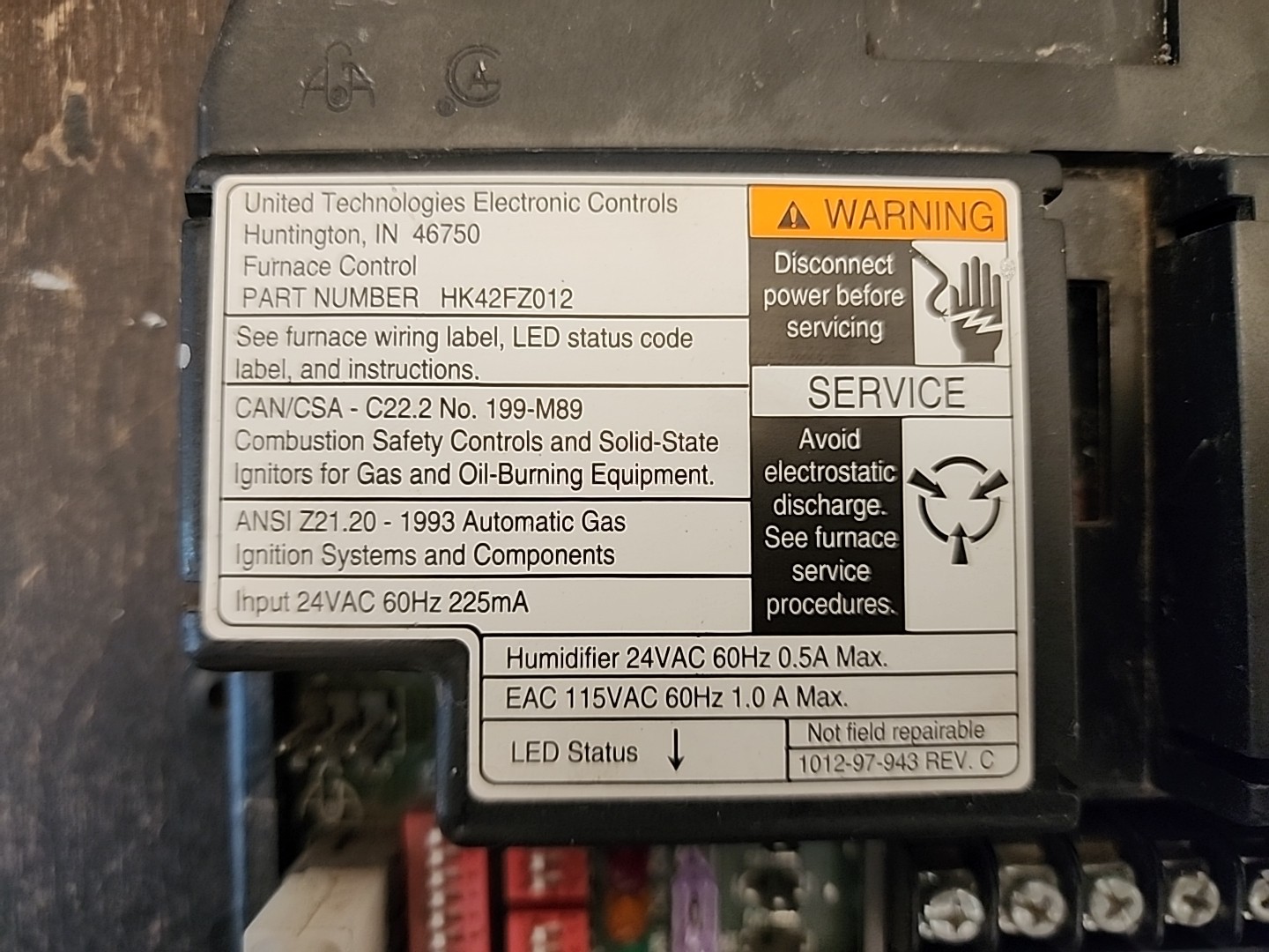 Carrier Bryant Payne Furnace Control Board ( 30 DAY WARRANTY) * HK42FZ012 * B28