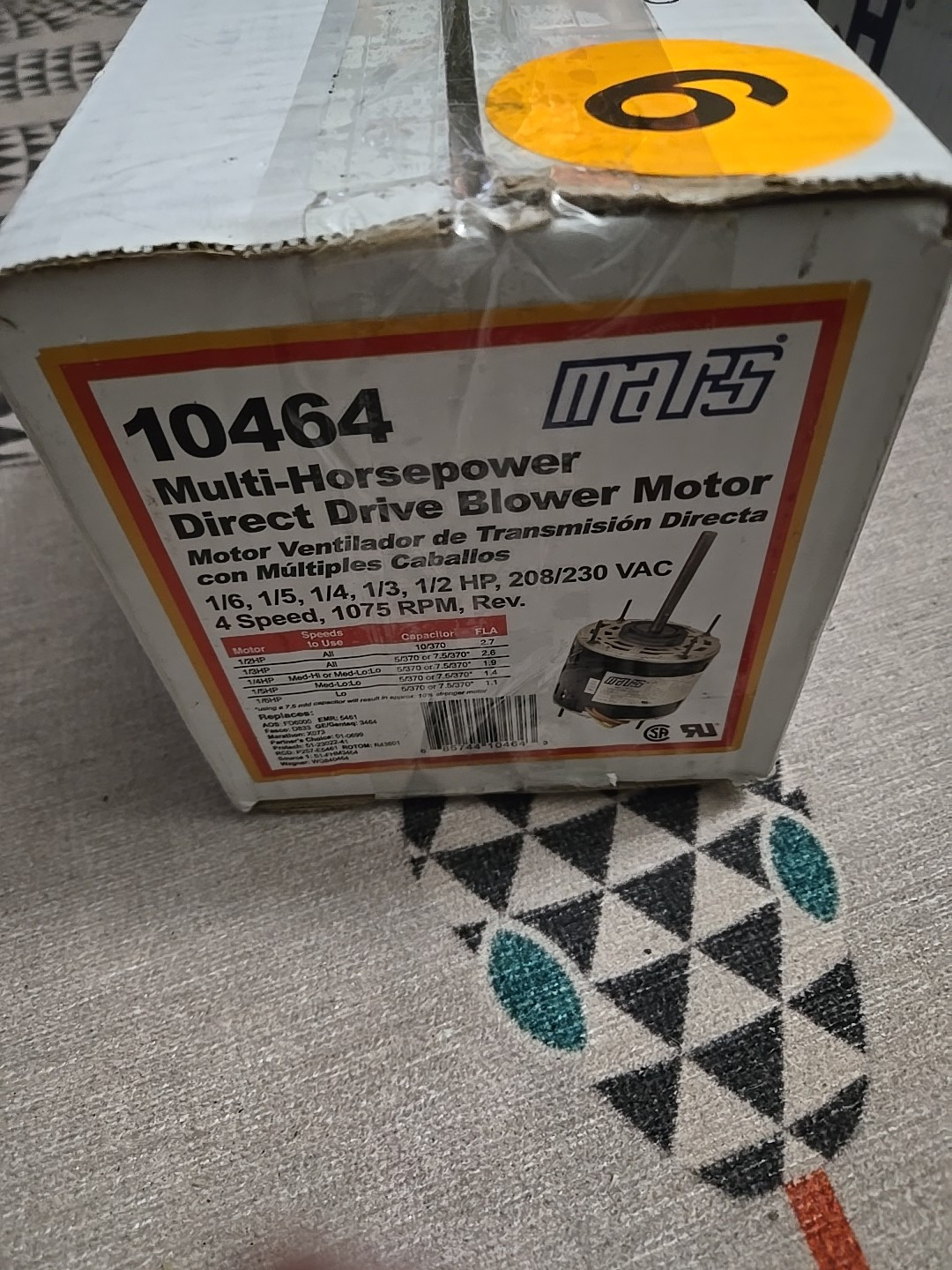 Mars 10464 Multi-HP Direct Drive Blower Motor NEW