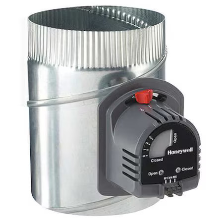 Honeywell Home Ard8tz Round Damper, Gr/Rd/Steel, 8 In. Dia.