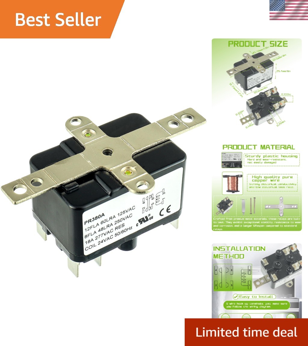 24V AC Fan Relay 90-380 AC Switch SPST for HVAC Coleman Goodman Furnace