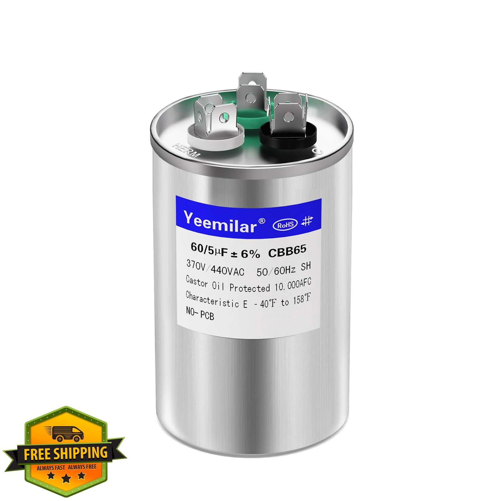 60/5uF 370V/440V CBB65 AC Run Capacitor, HVAC Motor Start Fan Capacitor