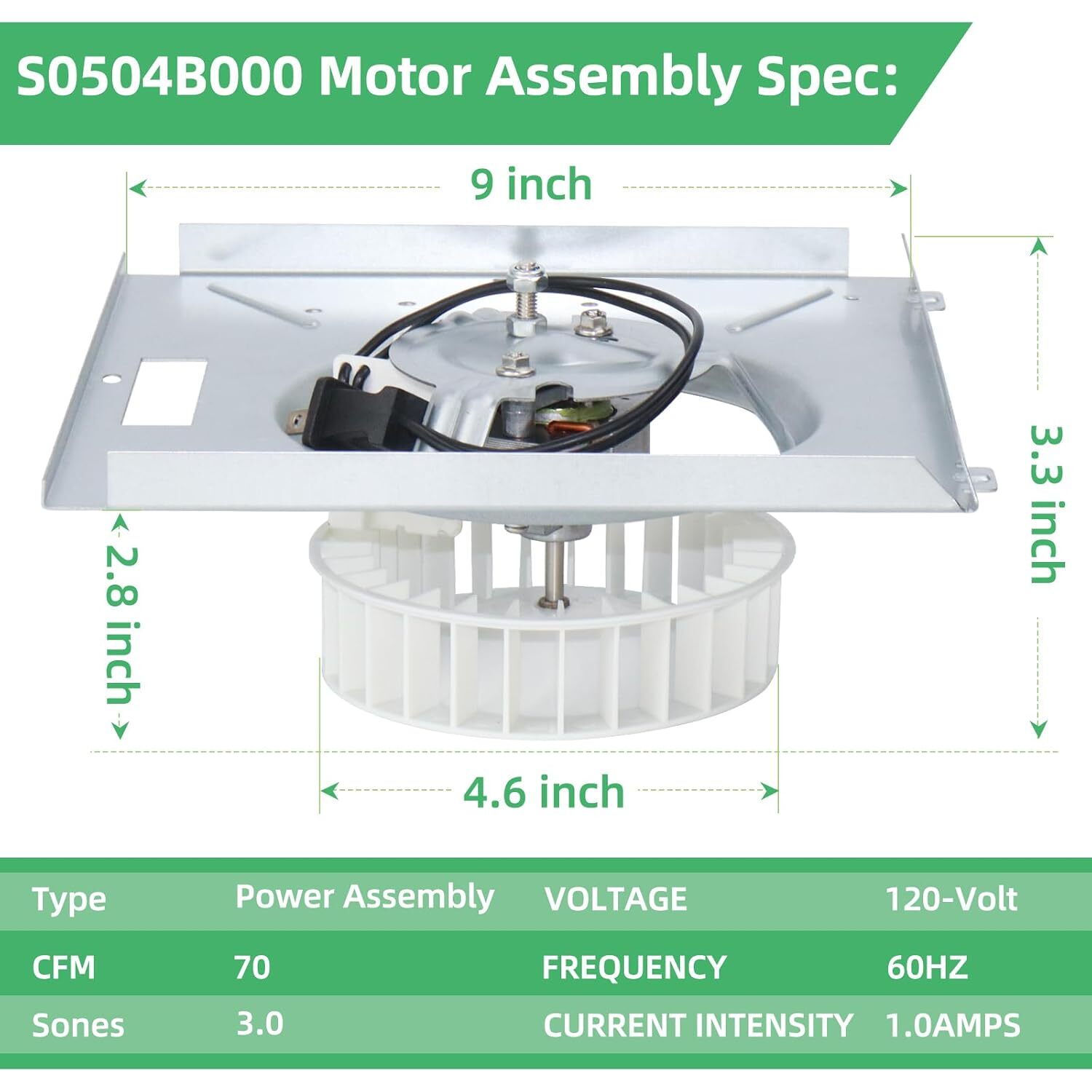 769RL B Unit Fan Motor for Nutone 769RL A Unit Bathroom Exhaust Fan S0504B000