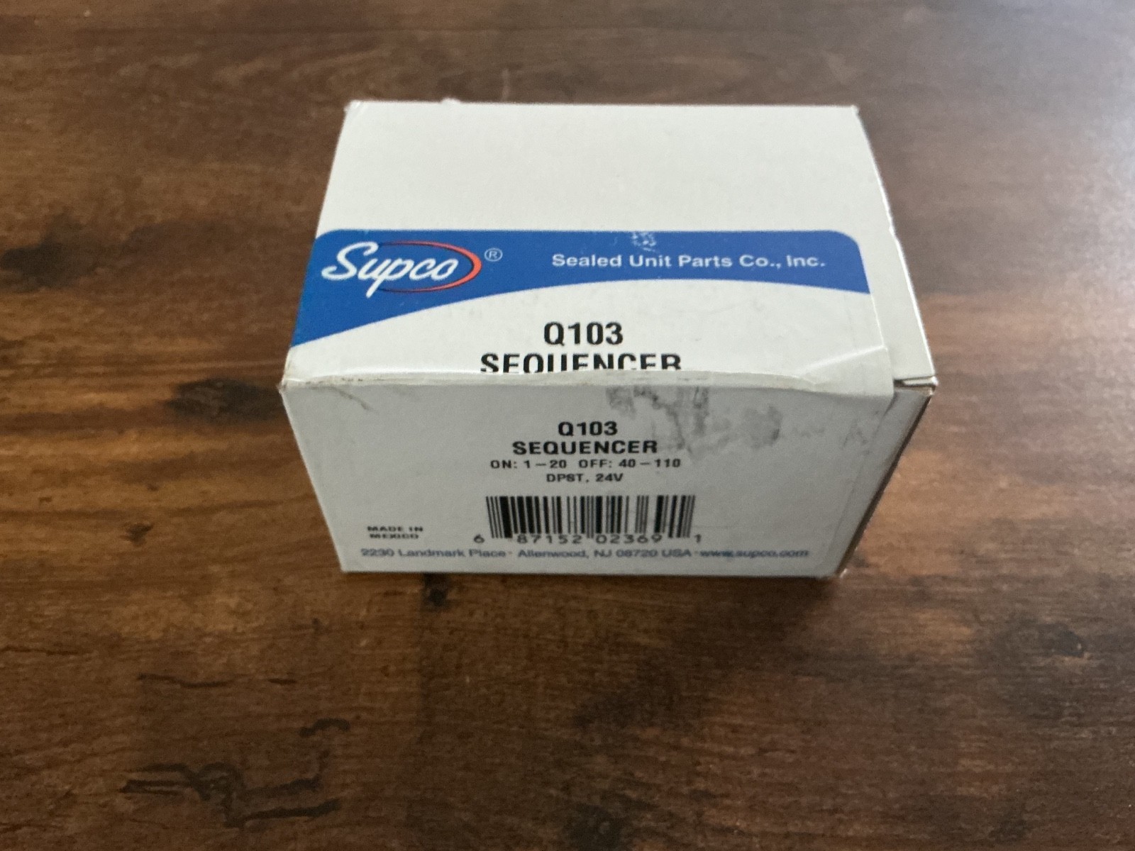 SUPCO SEQUENCER CONTROL DPST 24V – ON DELAY 1-20, OFF DELAY 40-110 # Q103