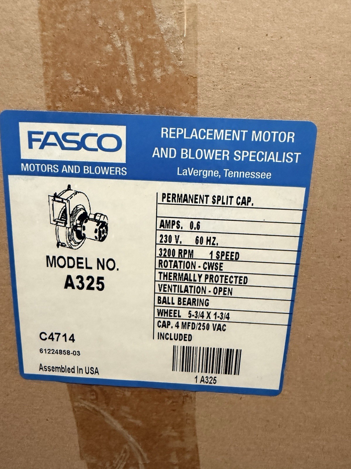 Fasco A325 Lennox Furnace Exhaust Venter Blower 230V (98G8701)