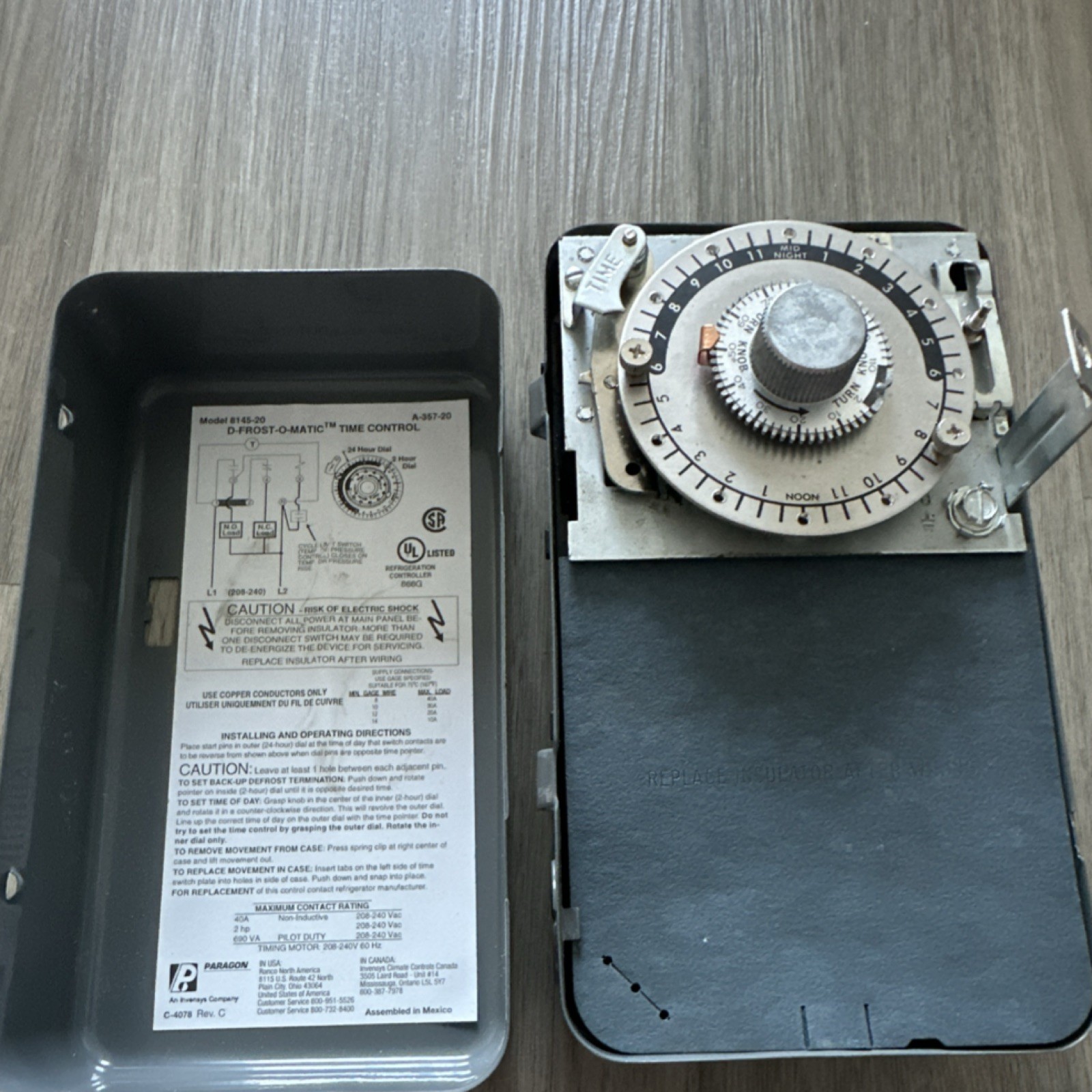 Paragon 8145-20 8000 Series Mechanical Defrost Timer 40A 120/208-240V