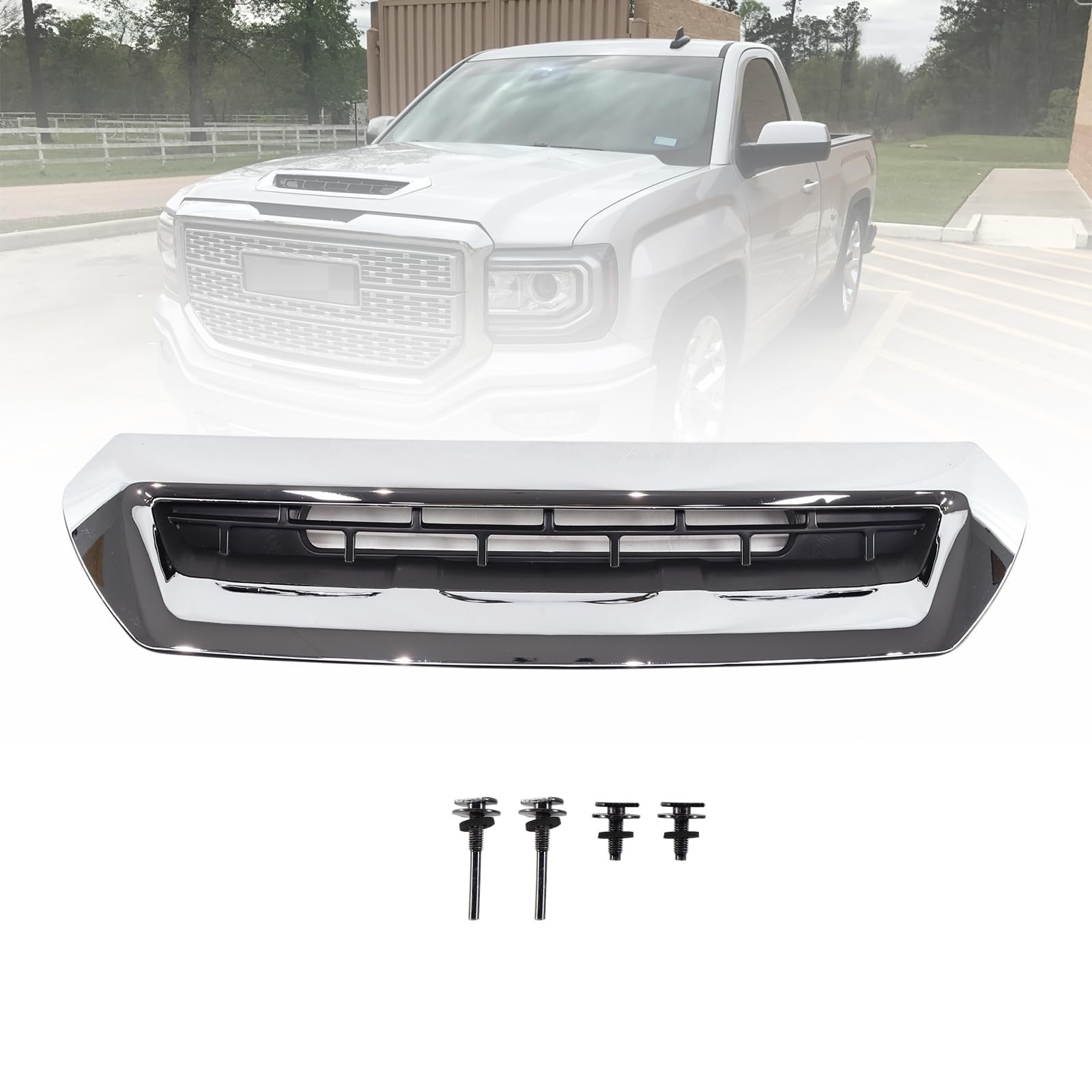 Hood Air Vent for 2017 2018 2019 Sierra 2500 HD 3500 HD 6.0L 6.6L (Chrome)