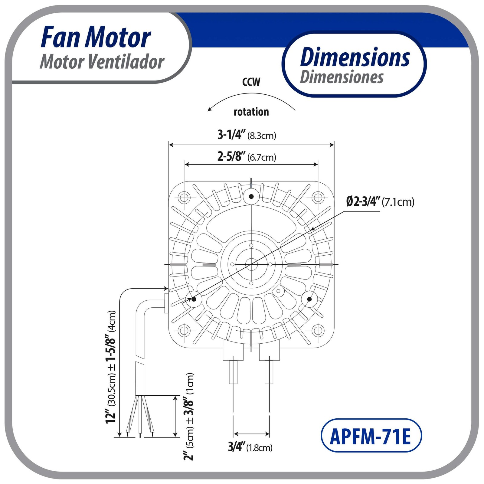Appli Parts APFM-71E 7W refrigeration condenser and evaporator motor 115V 60Hz 0