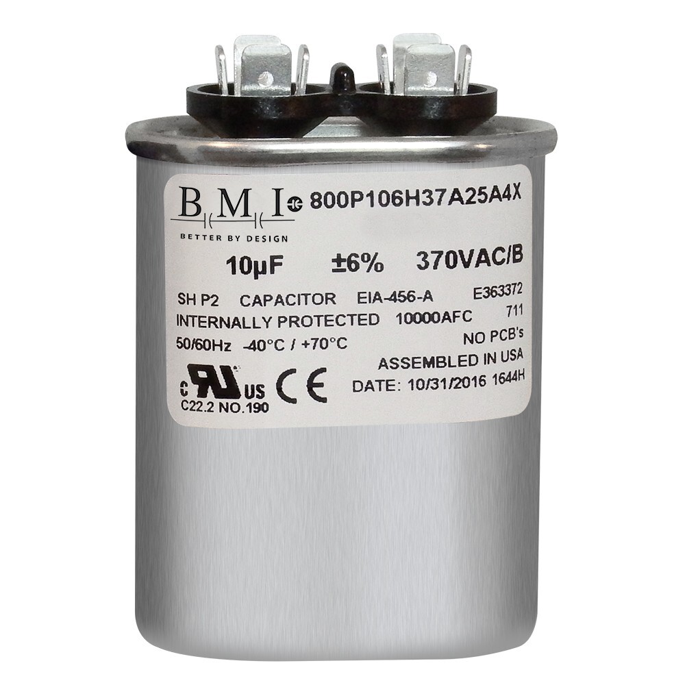 York Single Run Capacitor, 10Mfd,370V,Flat S1-02420046700 – Made in U.S.A.