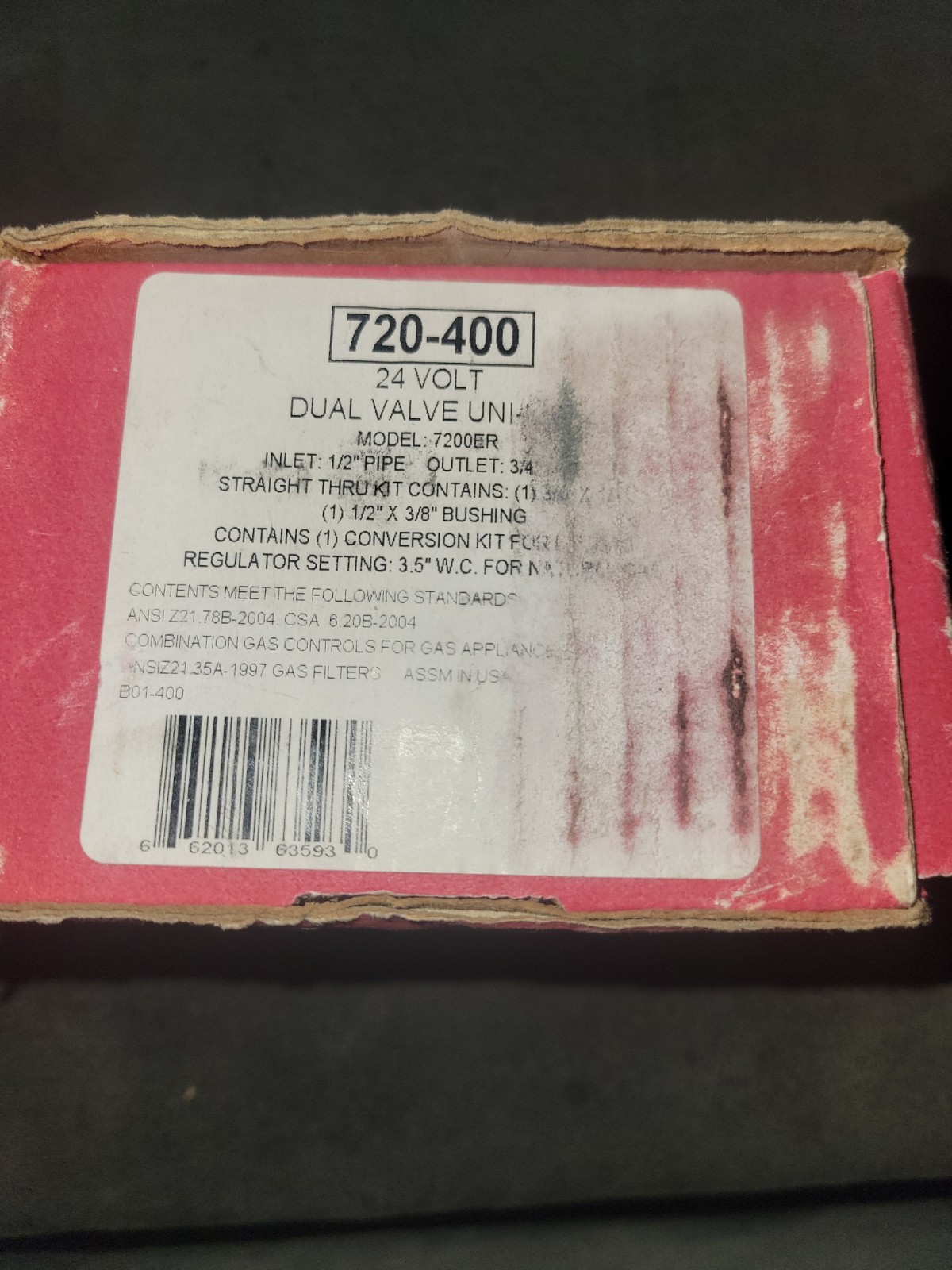Robertshaw 720-400 Gas Valve 24V 150000 BTU 1/2″ x 3/4″