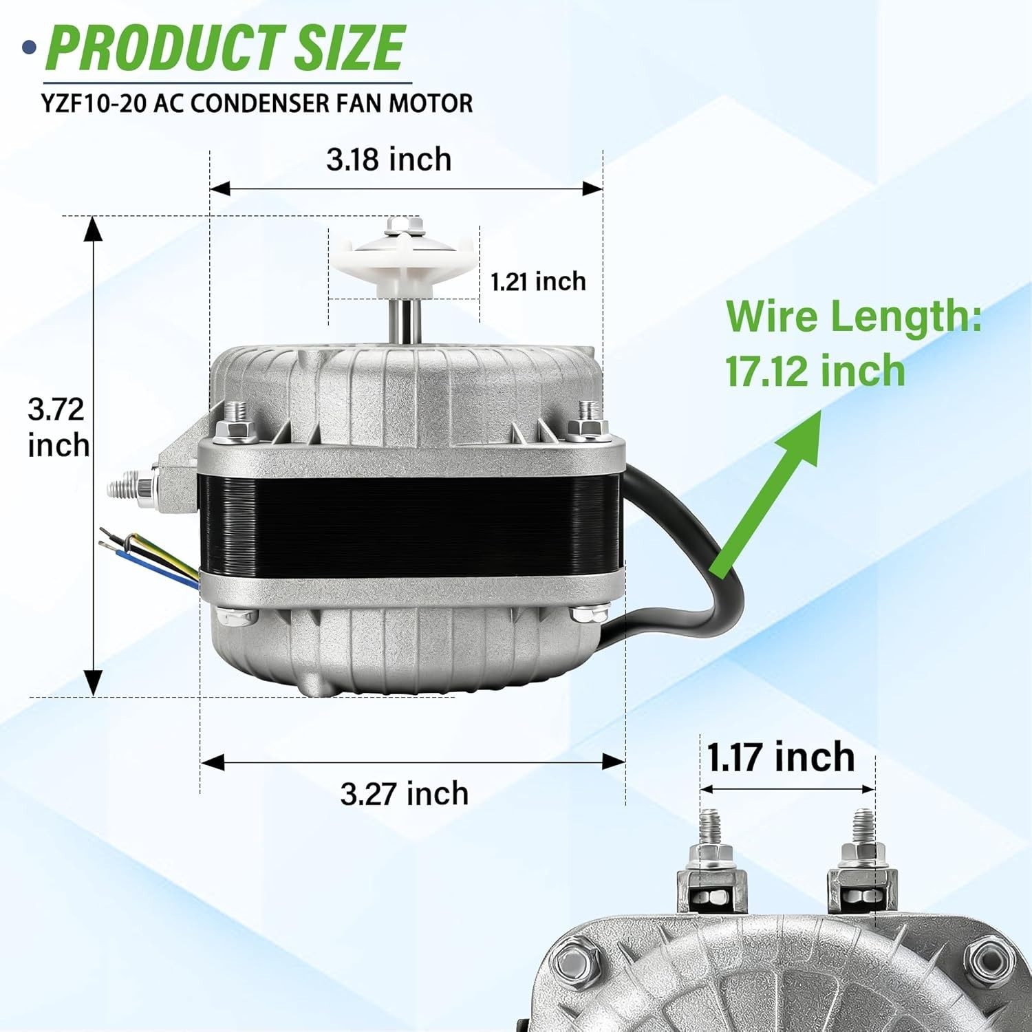 YZF10-20 Condenser Fan Motor AC 120V 60Hz 1550Rpm 10/55W 0.8A Electric Shaded Po