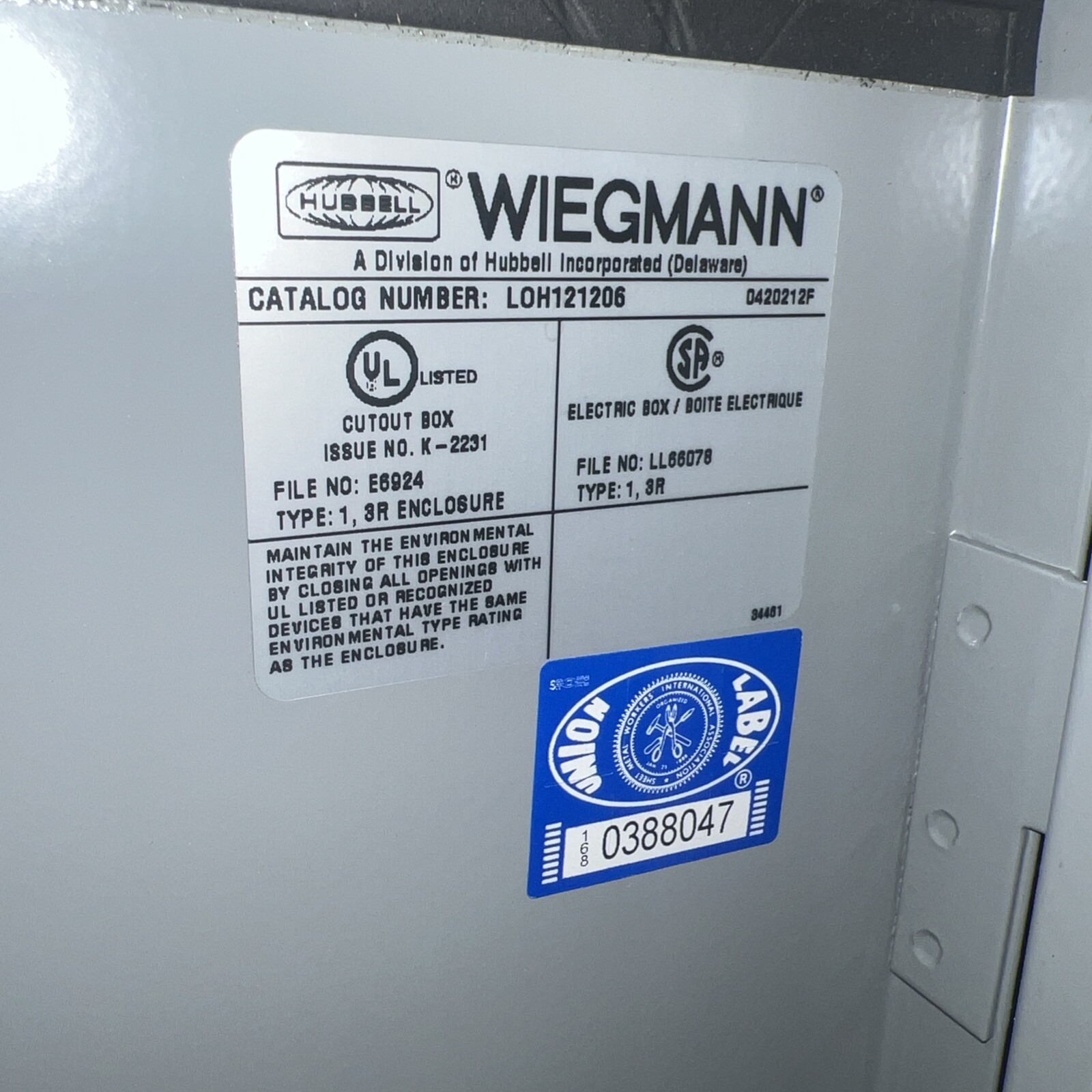 Titan Air Incorporated Heating Air Conditioning Cut Out Electrical Box Shut Off