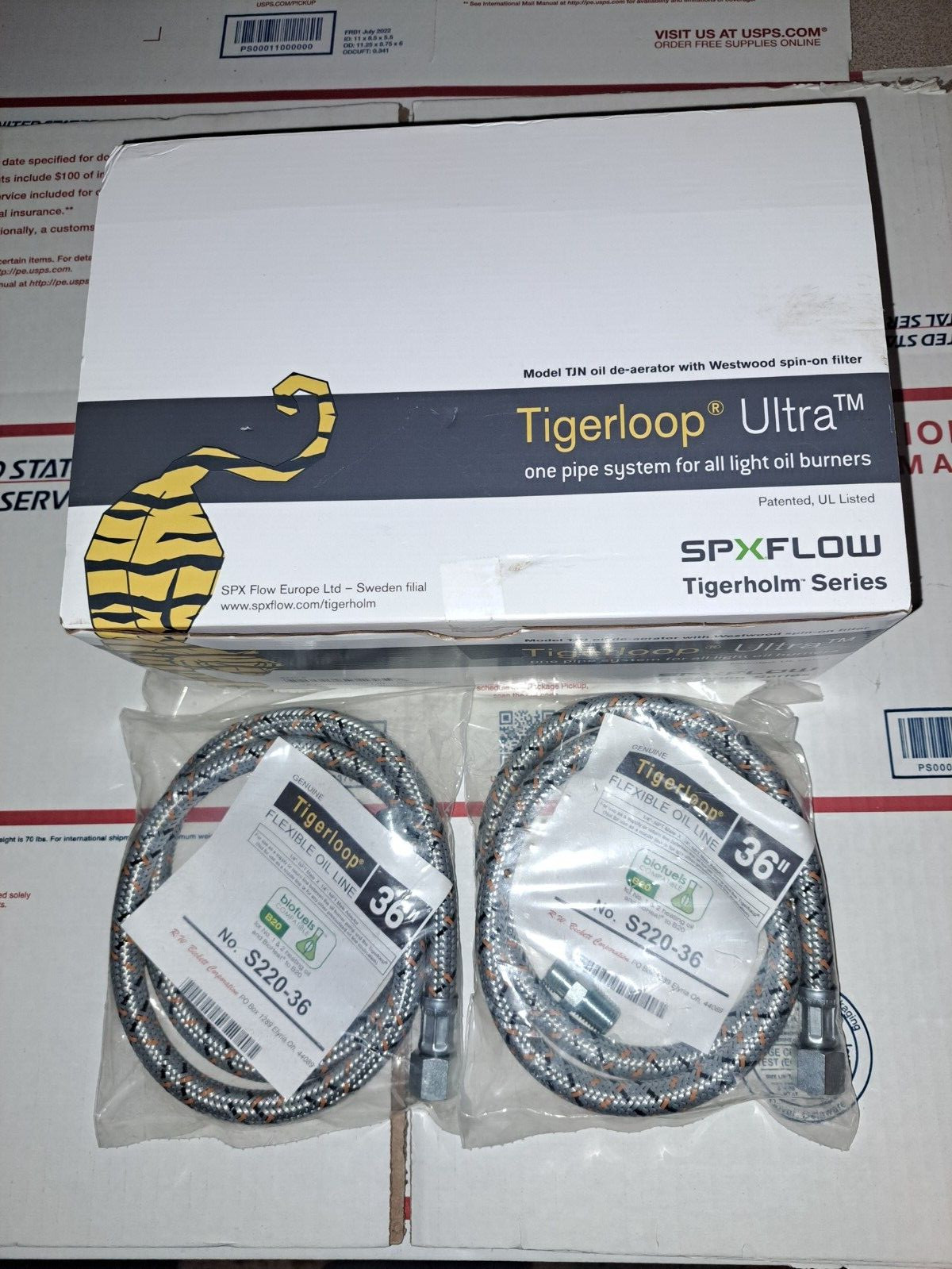 Tigerloop Ultra Oil De-aerator + 2 Flex lines – Beckett AFG Carlin Riello burner