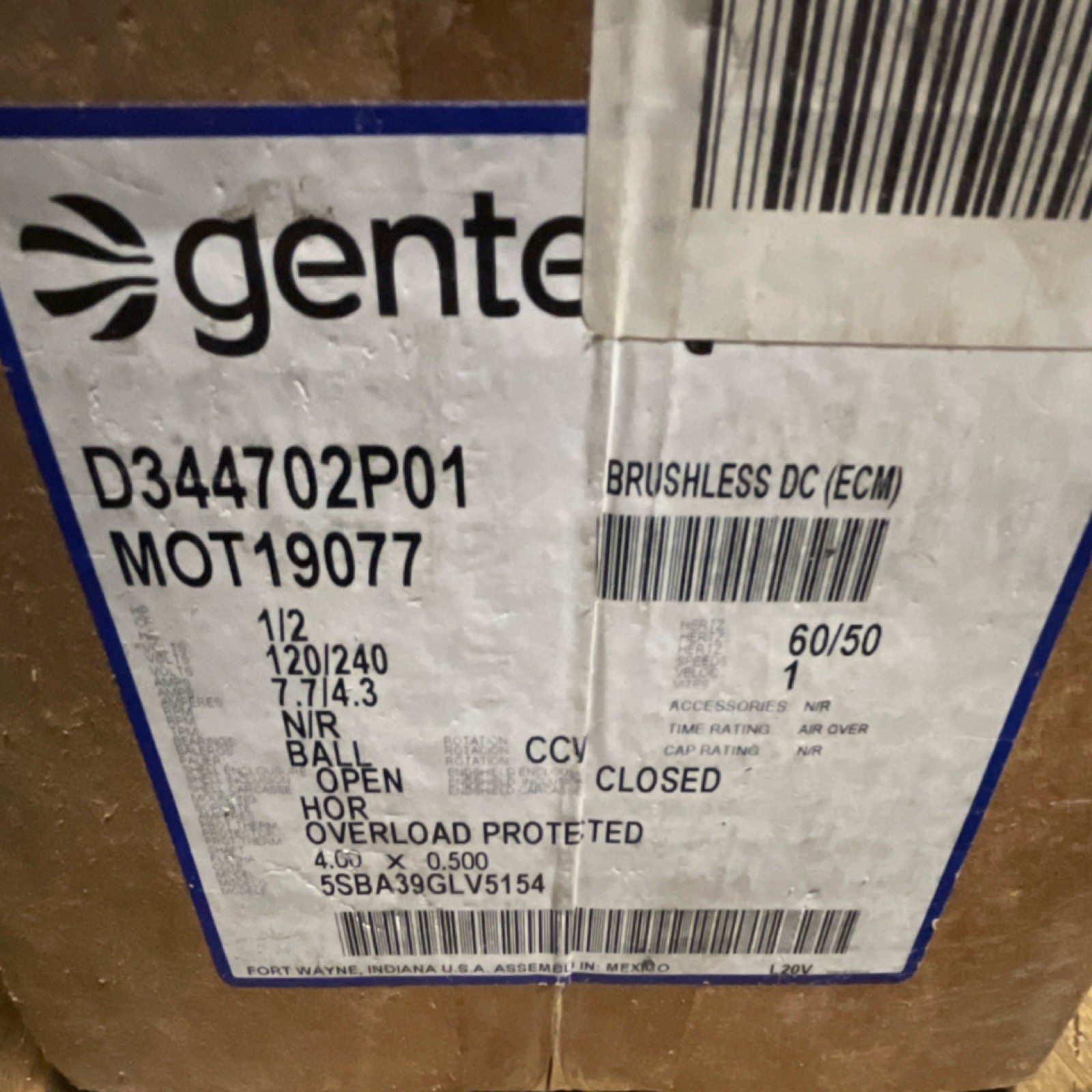Genteq DC (ECM) Motor MOT19077 120/240V 7.7/4.3A Corded Electric – PLEASE READ