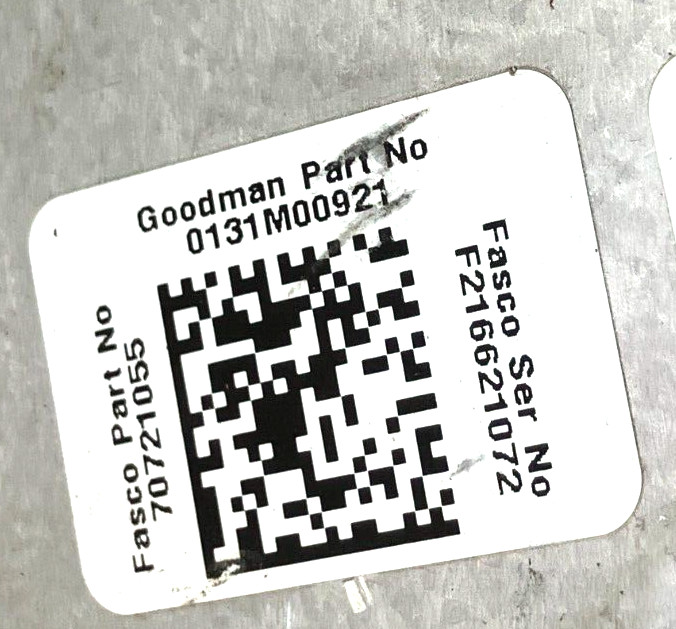 Fasco 70721055 Goodman 0131M00921 Furnace Draft Inducer Motor Type 72 used #L33