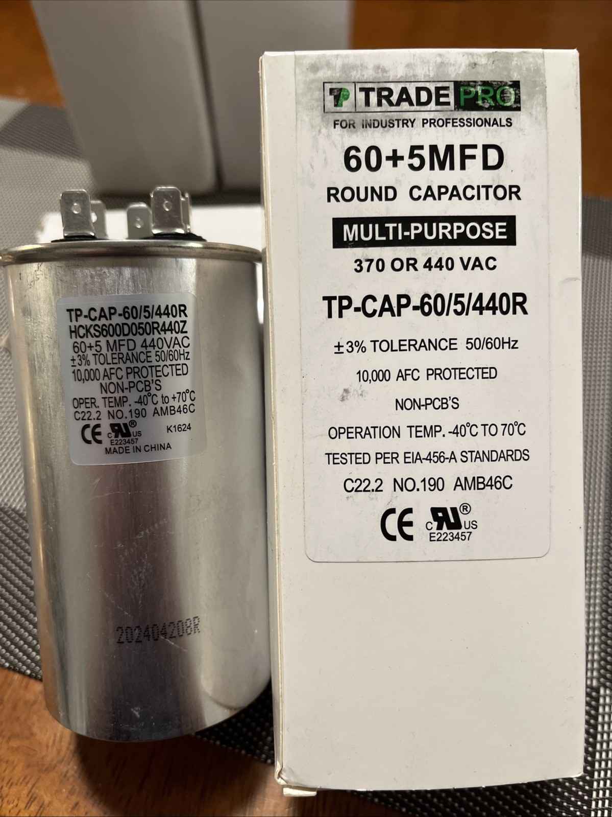 TradePro 60+5 MFD 370/440V Run Capacitor TP-CAP-60/5/440R PROFESSIONAL GRADE