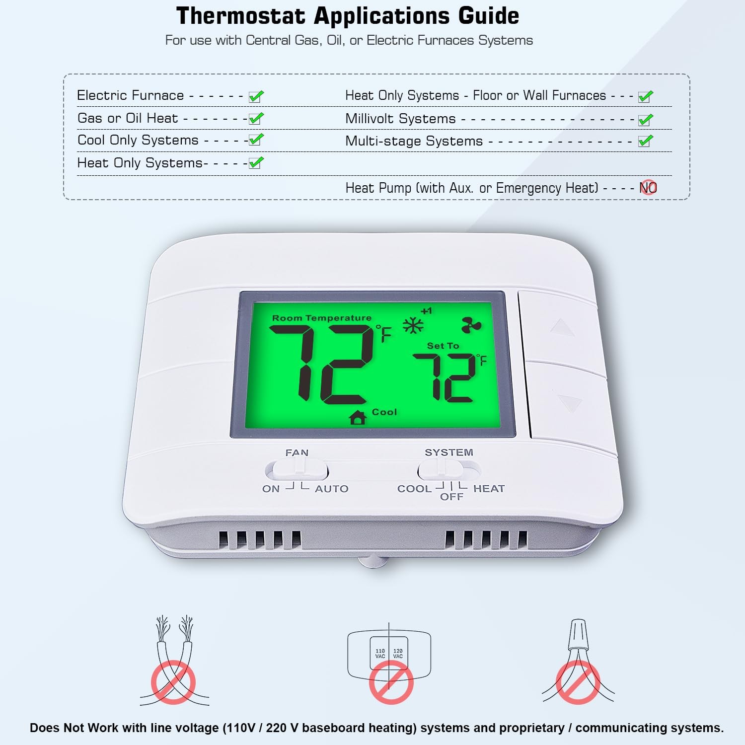 Upgraded Multi-Stage Non-Programmable Thermostats for Home 2 Heat/2 Green