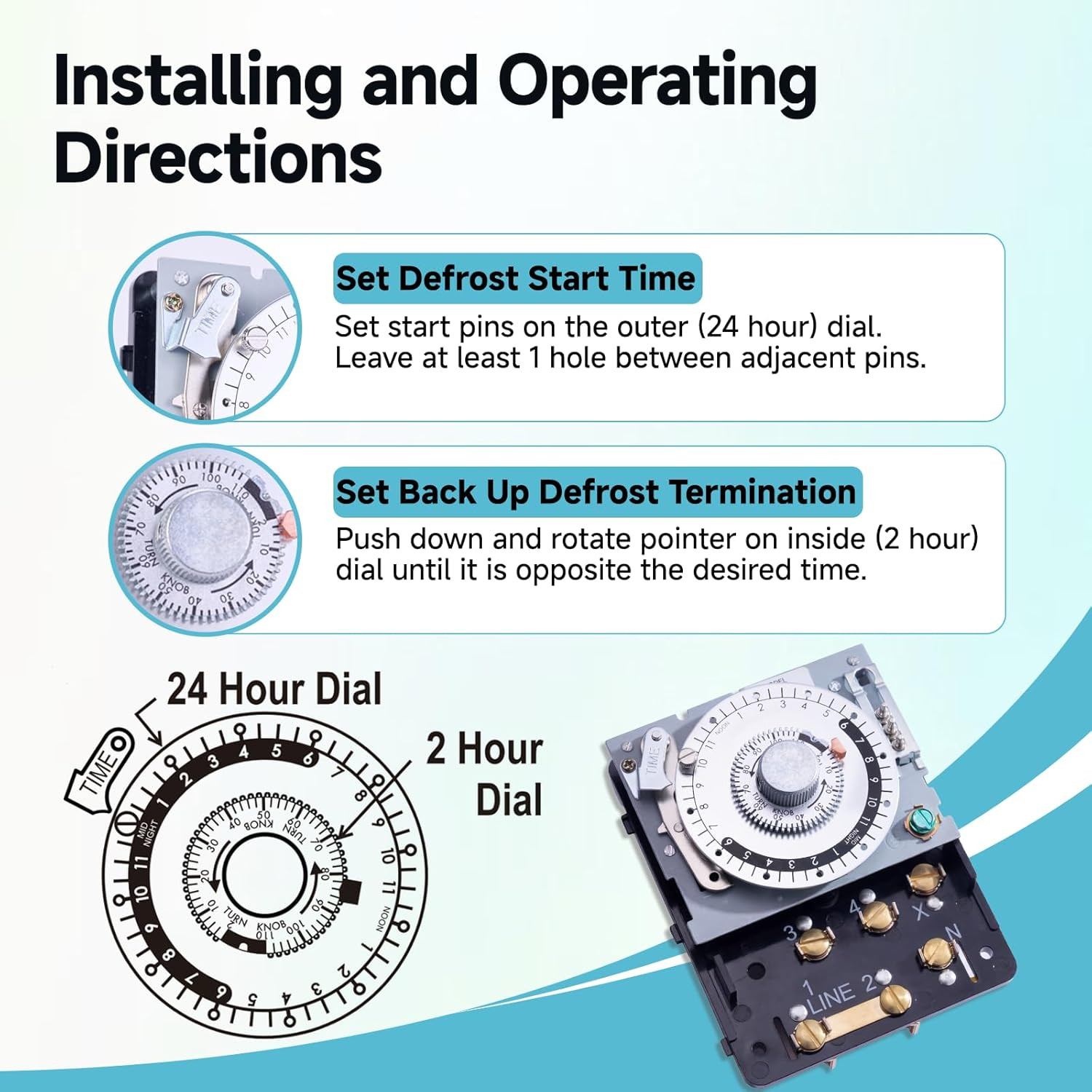 Upgraded M814520 Commercial Defrost Timer without Metal Case, Double Pole Doubl