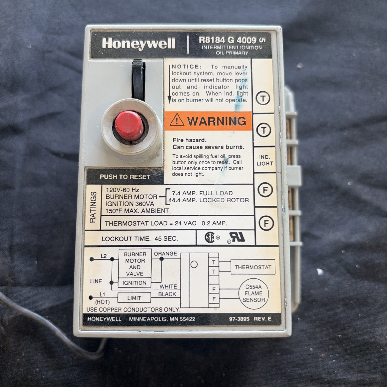 Resideo R8184G4009 Protectorlay Oil Burner Control Honeywell