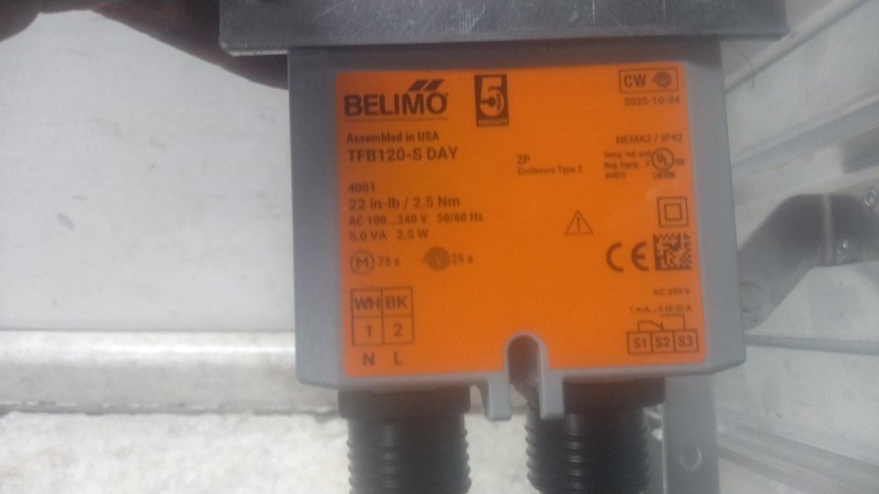 Dayton 4C560 17 In Rough Opening Length/Width 100/240V Motorized Control Damper