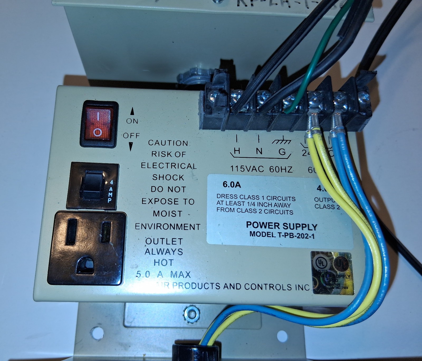 Air Products And Controls Inc 24 V AC 4 AMP Power Supply Model T-PB-202-1