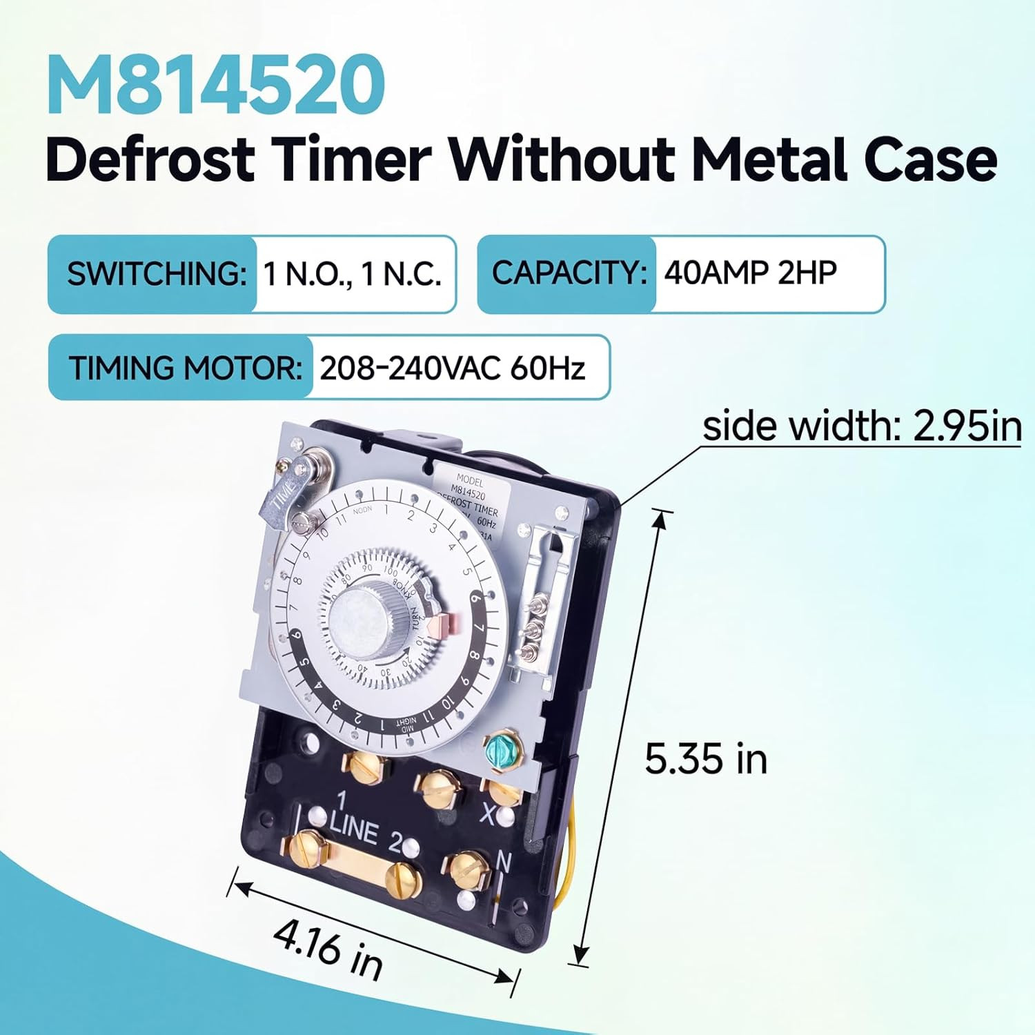 Upgraded M814520 Commercial Defrost Timer without Metal Case, Double Pole Doubl