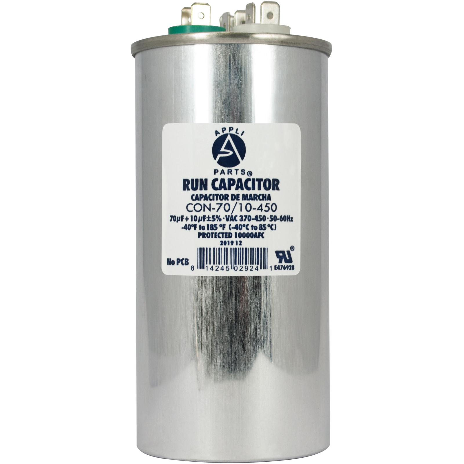 Appli Parts Dual Run Capacitor for ac 70+10 Mfd uF (microfarads) 370VAC or 450VA