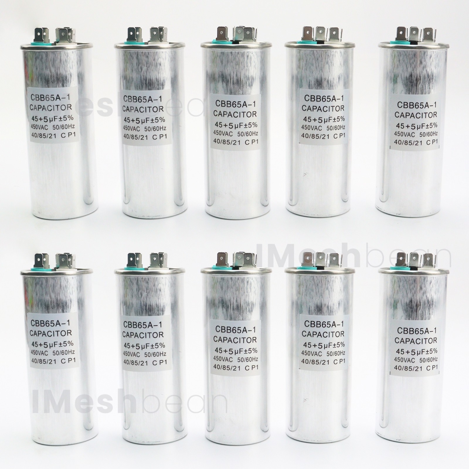 10Pcs Dual Run AC Capacitor 45+5 MFD µF 370-440VAC 50/60Hz 5% HVAC Capacitor