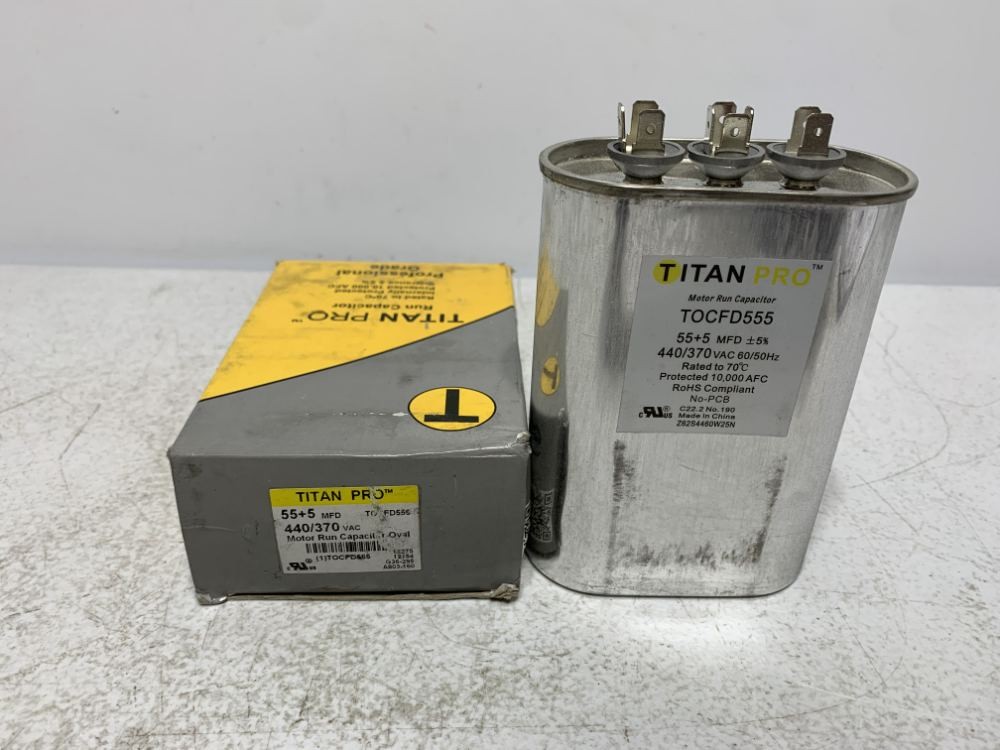 Titan Pro TRCFD555 Run Capacitor 55+5 MFD 440/370V Oval