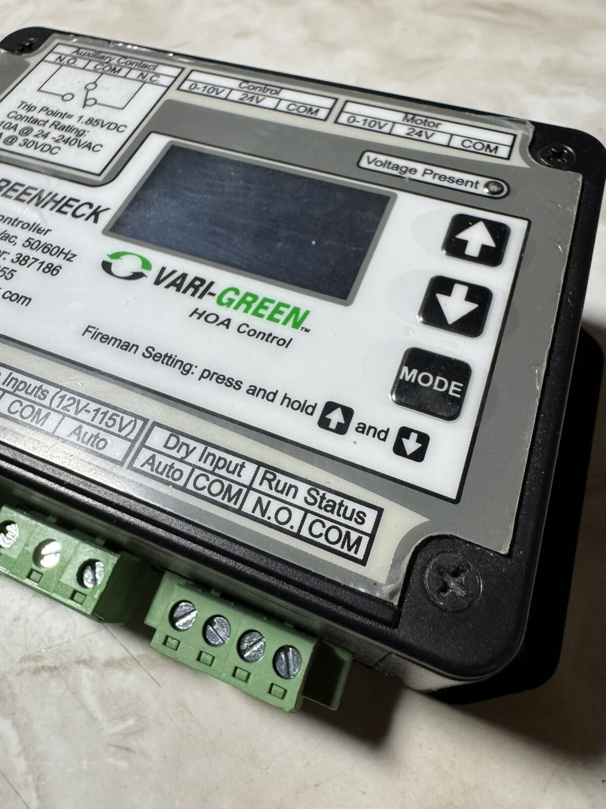 Greenheck 387186 Vari-Green HOA Control 100-277VAC 50/60 Hz Brand New No Reserve