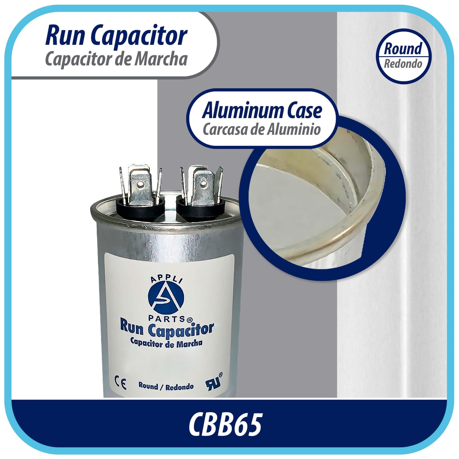 Appli Parts Run Capacitor for ac 70 Mfd uF (microfarads) 370 VAC or 450 VAC CBB6
