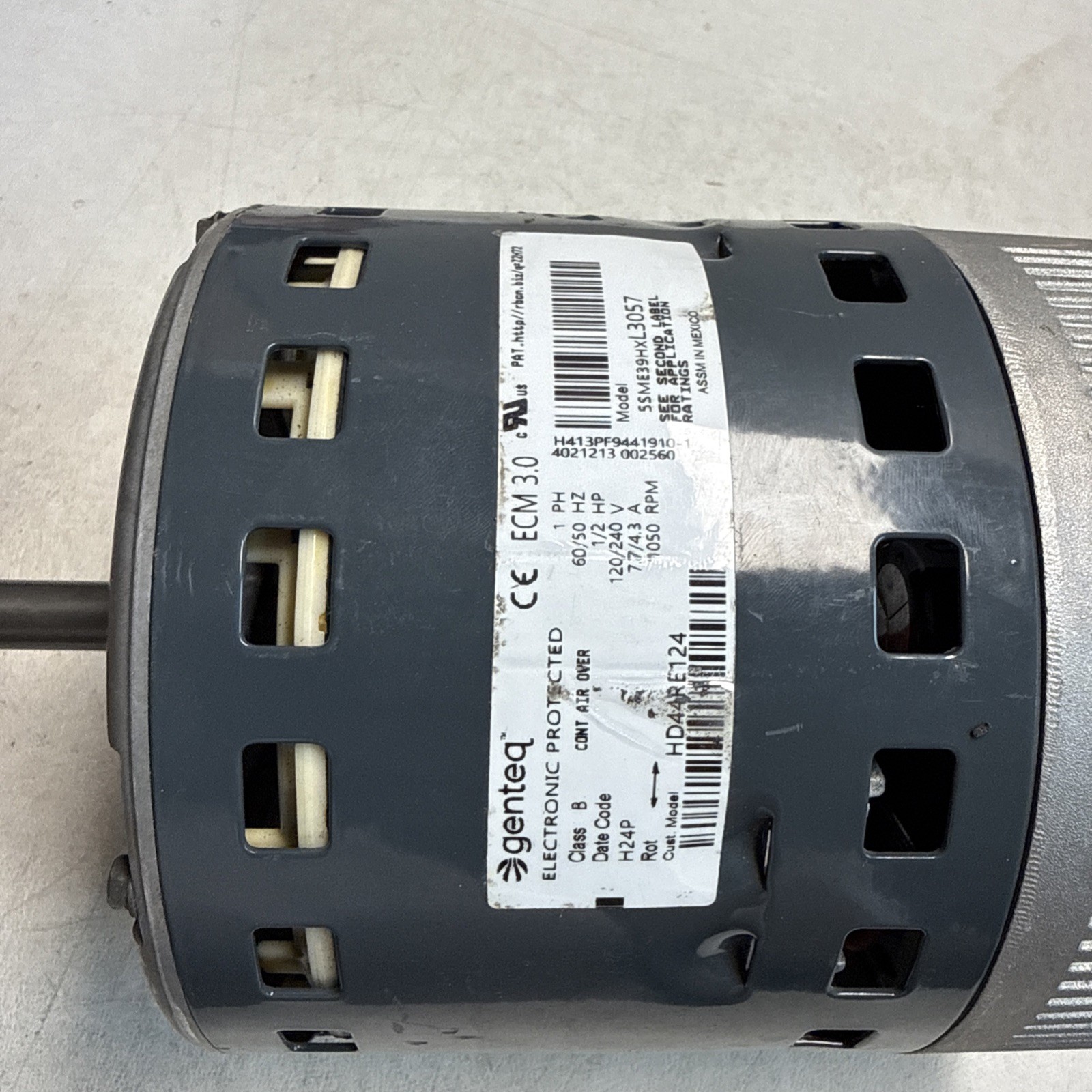 Genteq HD44RE124 Blower Motor, Class B, 1/2 HP, 60/50Hz, 120/240v, 5SME39HXL3057