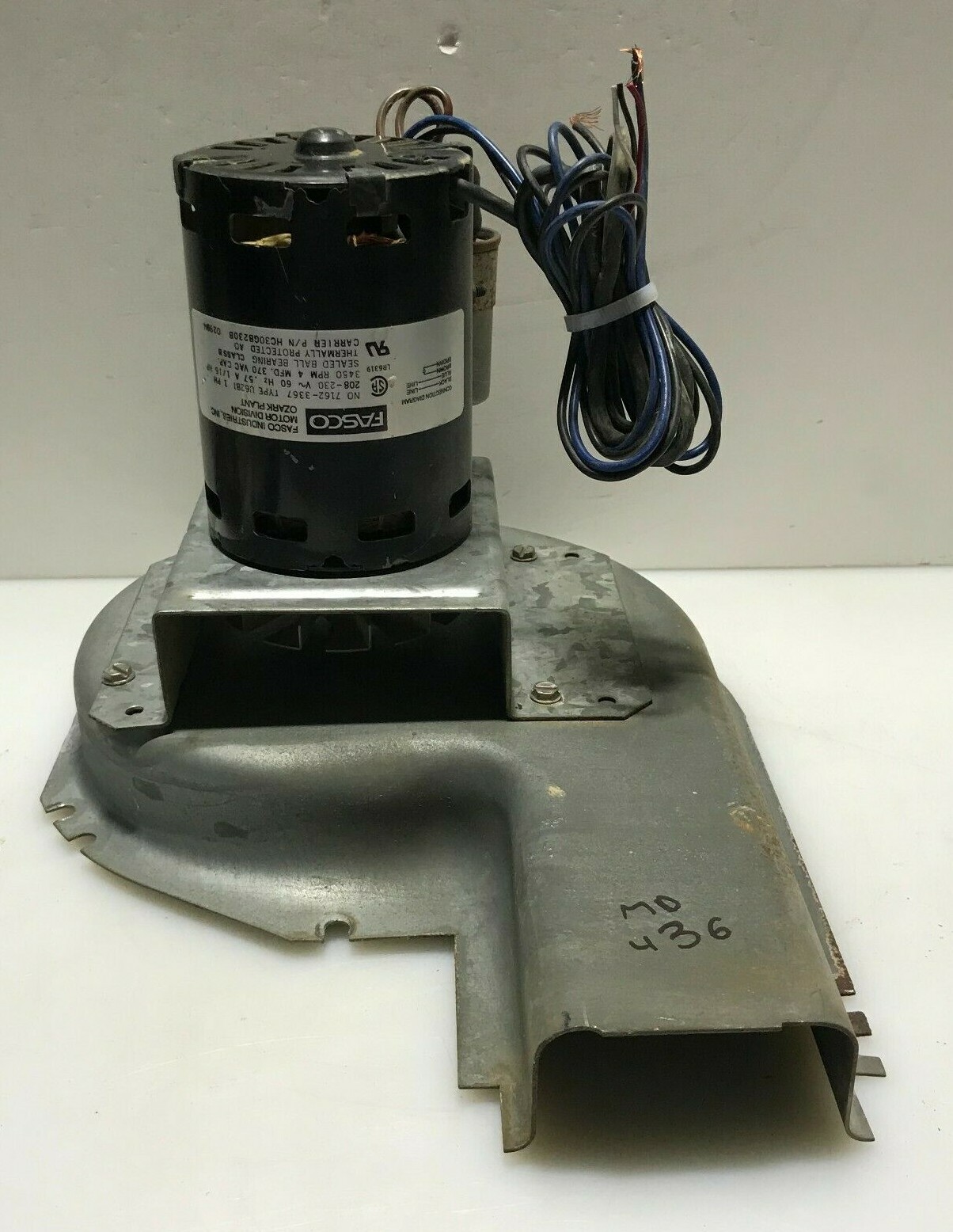 Fasco 7162-3367 Type U62B1 1/16 HP 208-230 Volt 3450 RPM HC30GB230B used #MD436