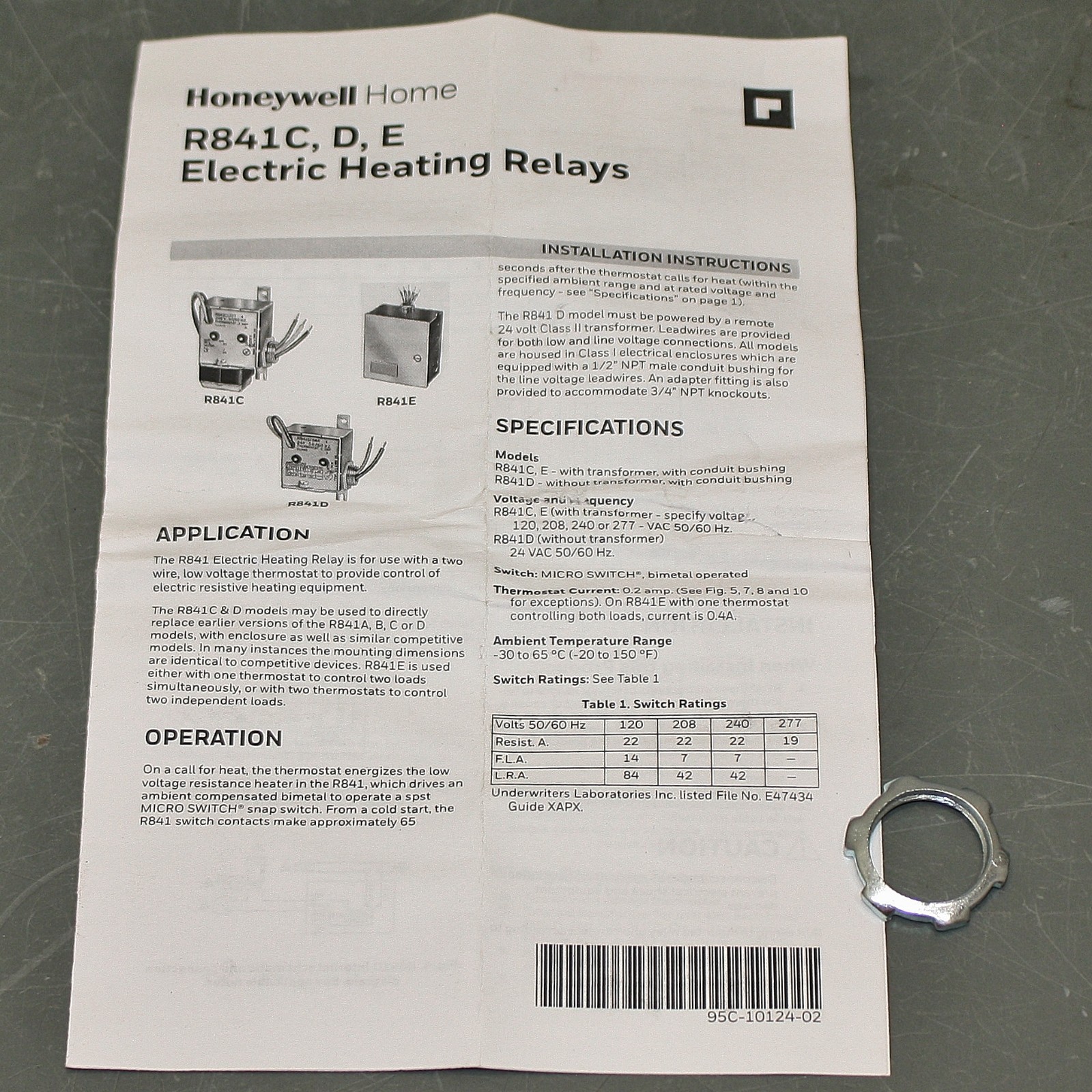 Honeywell Switching Relay R841C1227, 24V AC, 22A, 60 Hz, R879A, TD6A2D1A