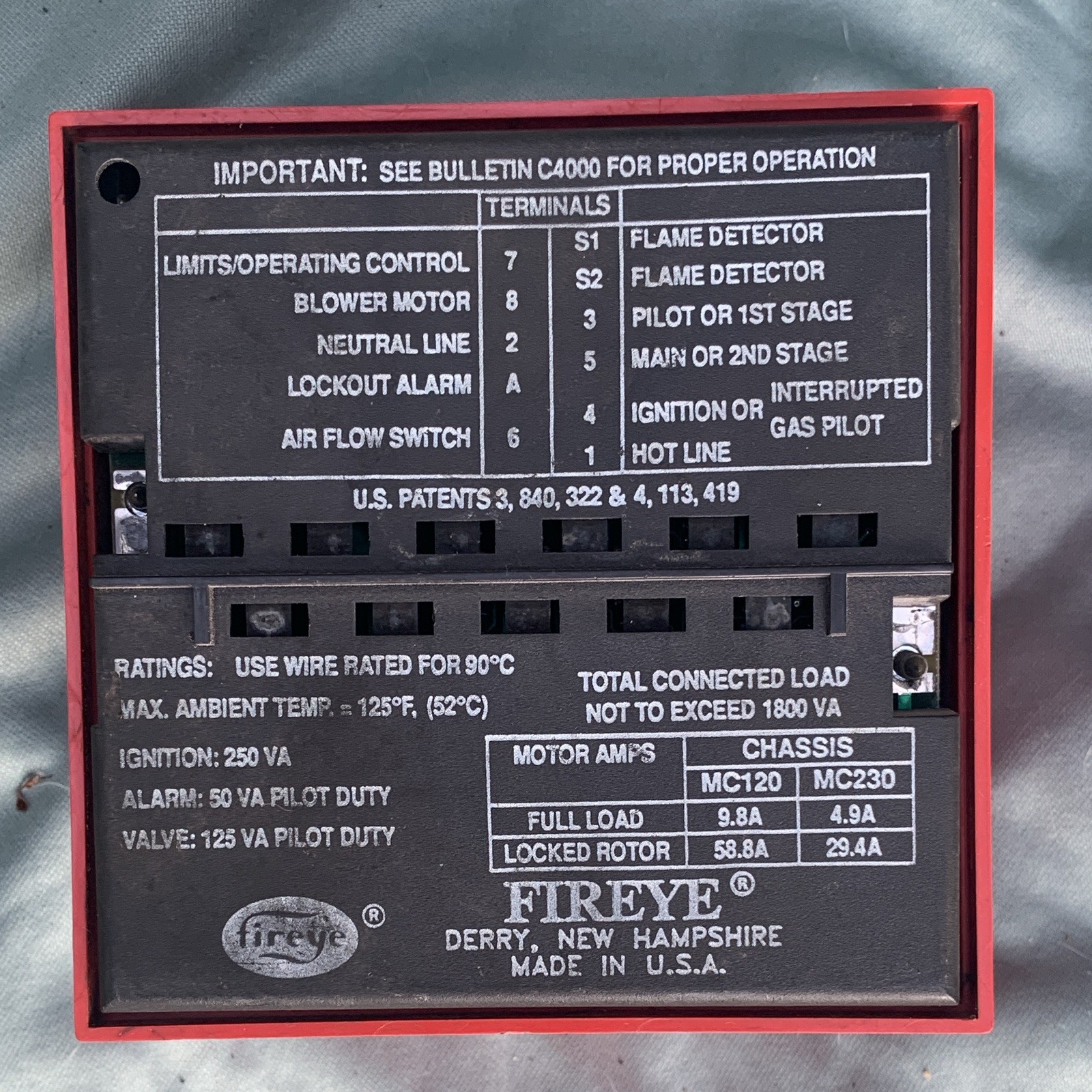 Fireye Burner Control Module MC120 MPN MC120/MC230 Compatible w/ MC120 MC230