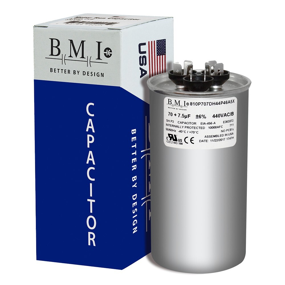 USA 70+7.5 uf/MFD 370-440 VAC volts Round Dual Run Capacitor 50/60 Hz – Lot-1