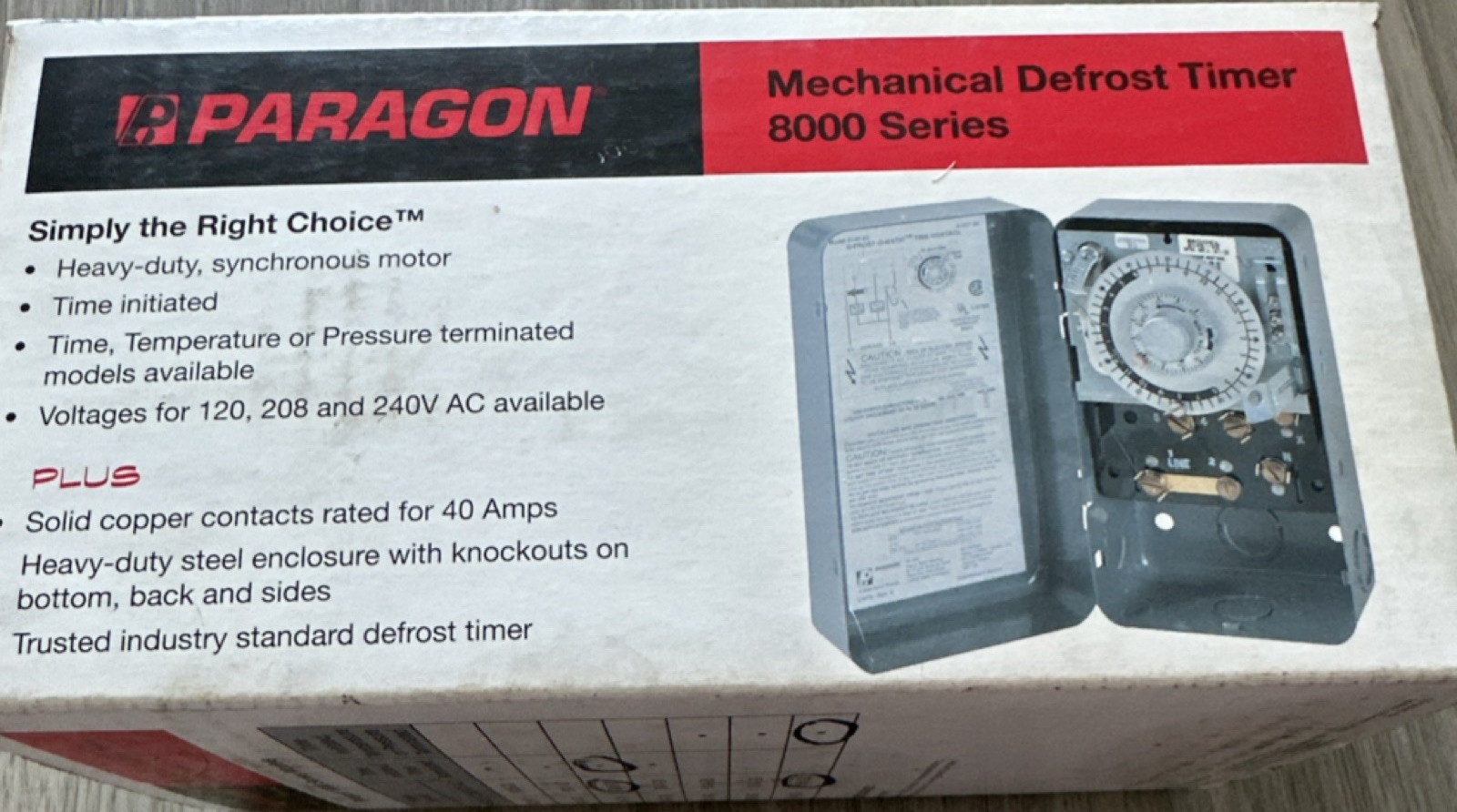 Paragon 8145-20 8000 Series Mechanical Defrost Timer 40A 120/208-240V